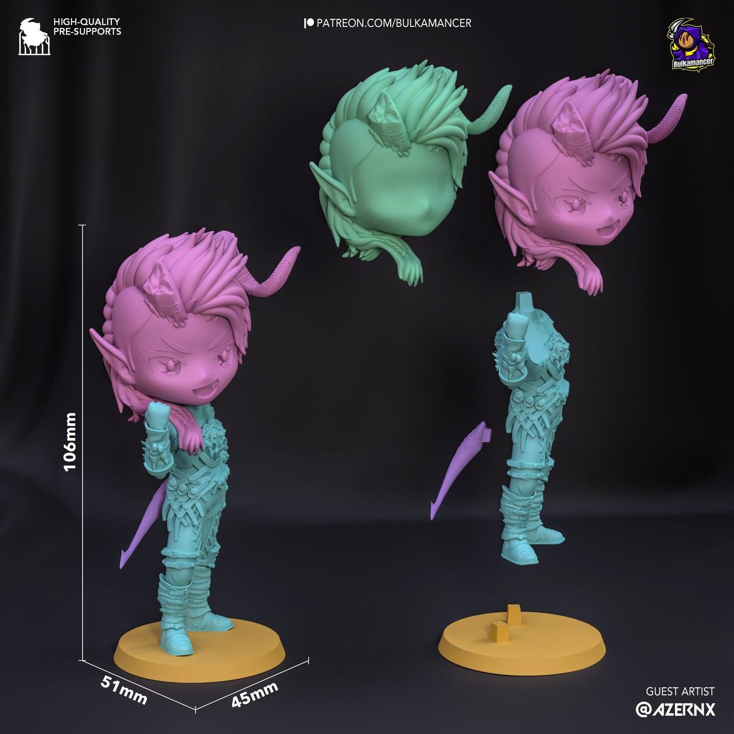 Baldur's Gate 3 Karlach Chibi Figurine, 106mm