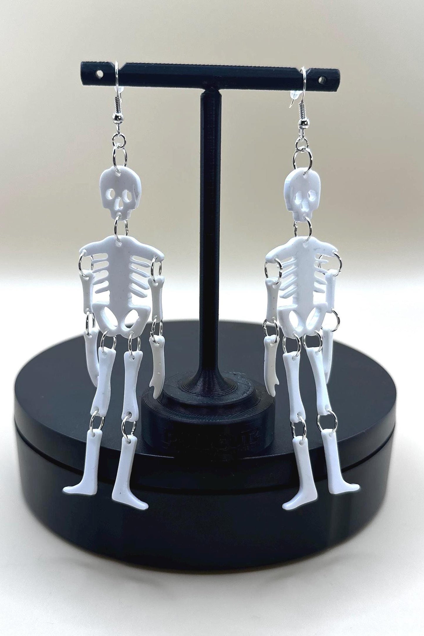 Skeleton Dangle Earrings: Steel & Resin Bone Charms