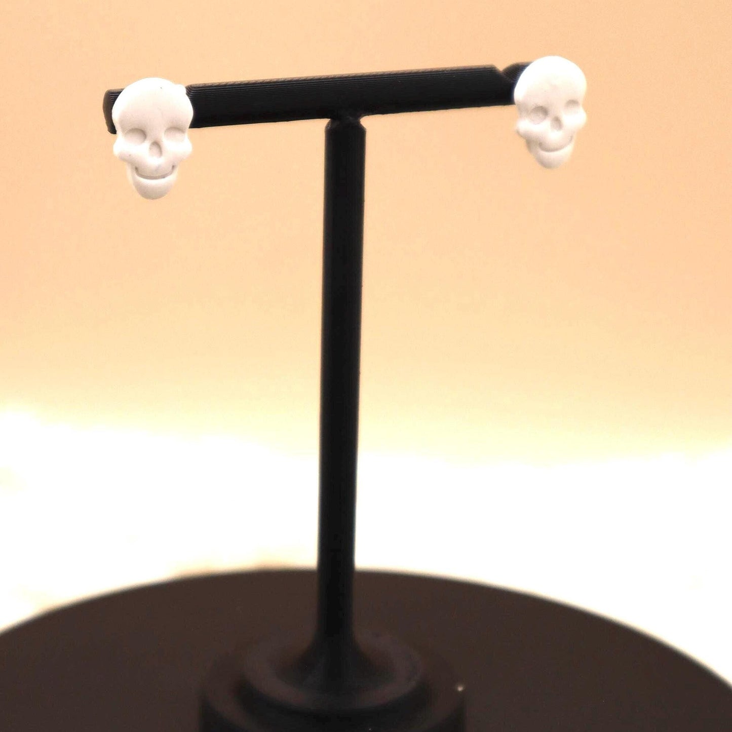 Clay Skull Stud Earrings: Polymer Clay, Steel Posts