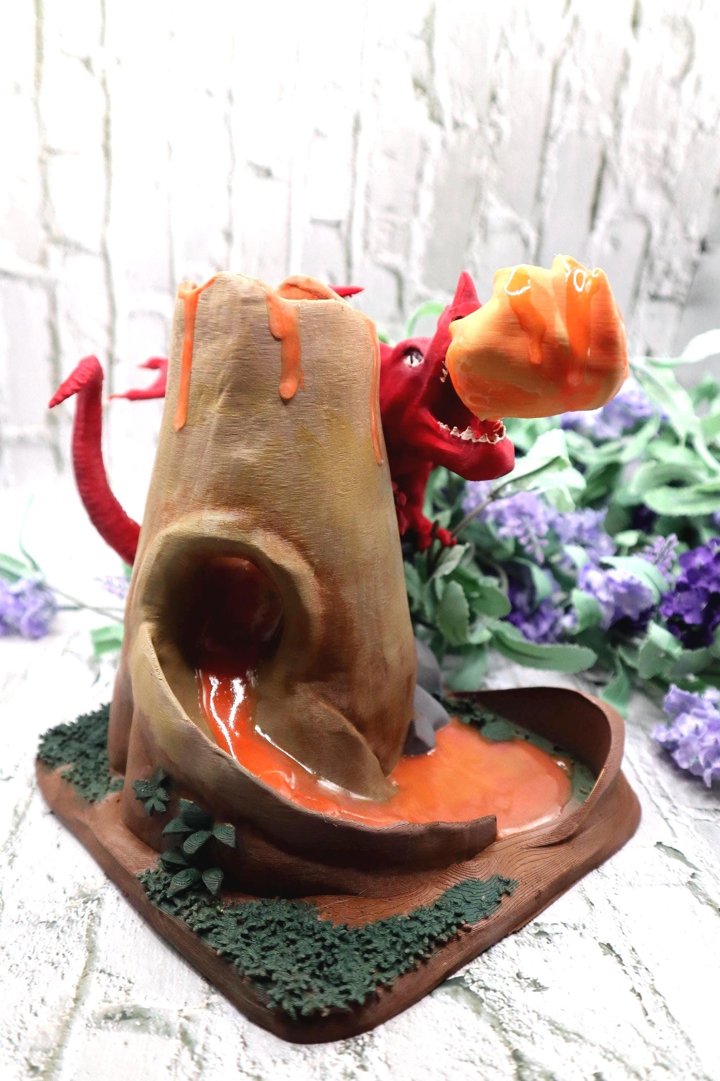 Glow in the Dark Lava Dragon Dice Tower | D&D RPG Accessory, Free Resin Dice Set
