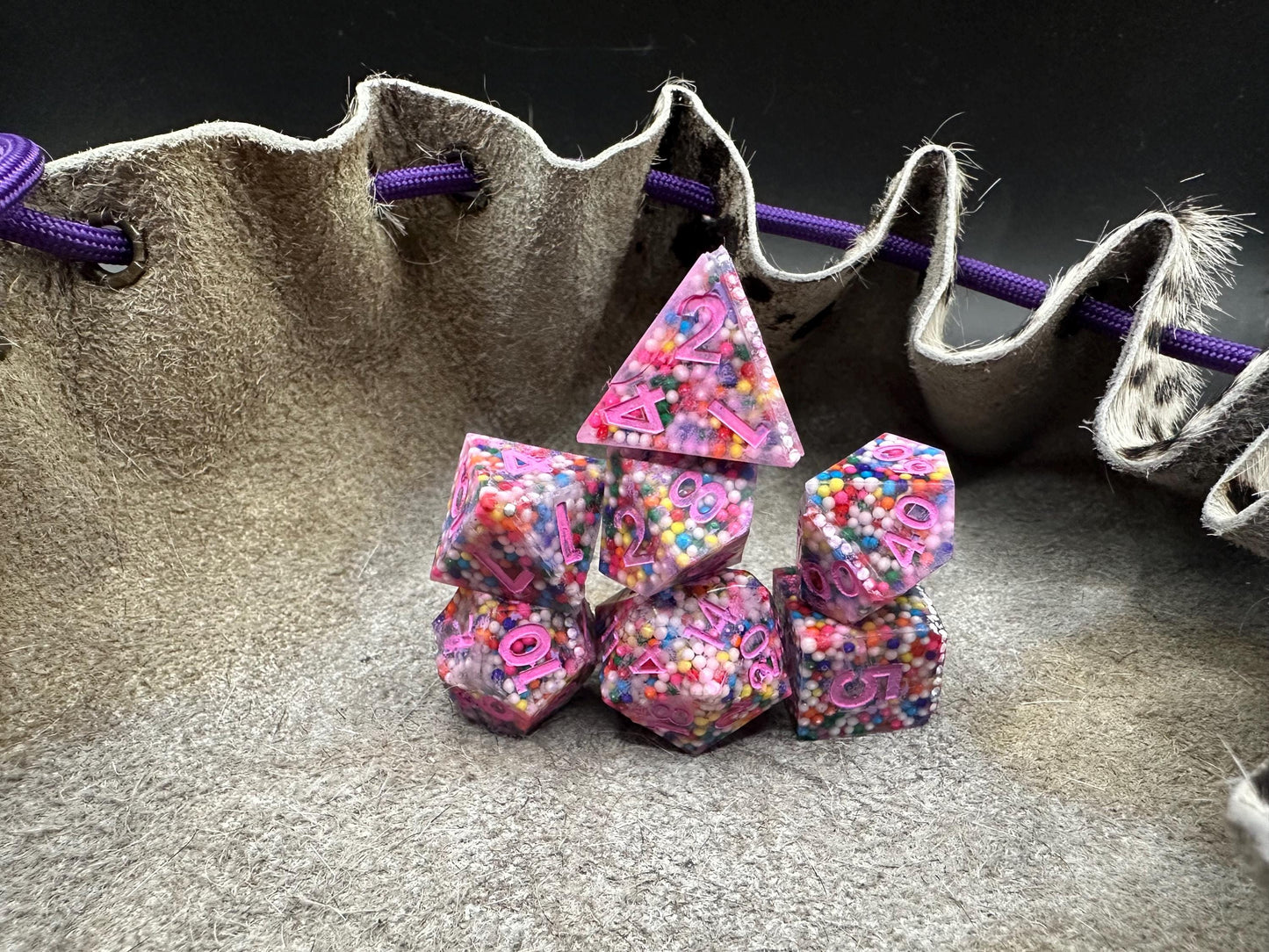 Rainbow Sprinkles Polyhedral Dice Set – Confetti Resin RPG Dice for DnD, Tabletop Gaming Accessories