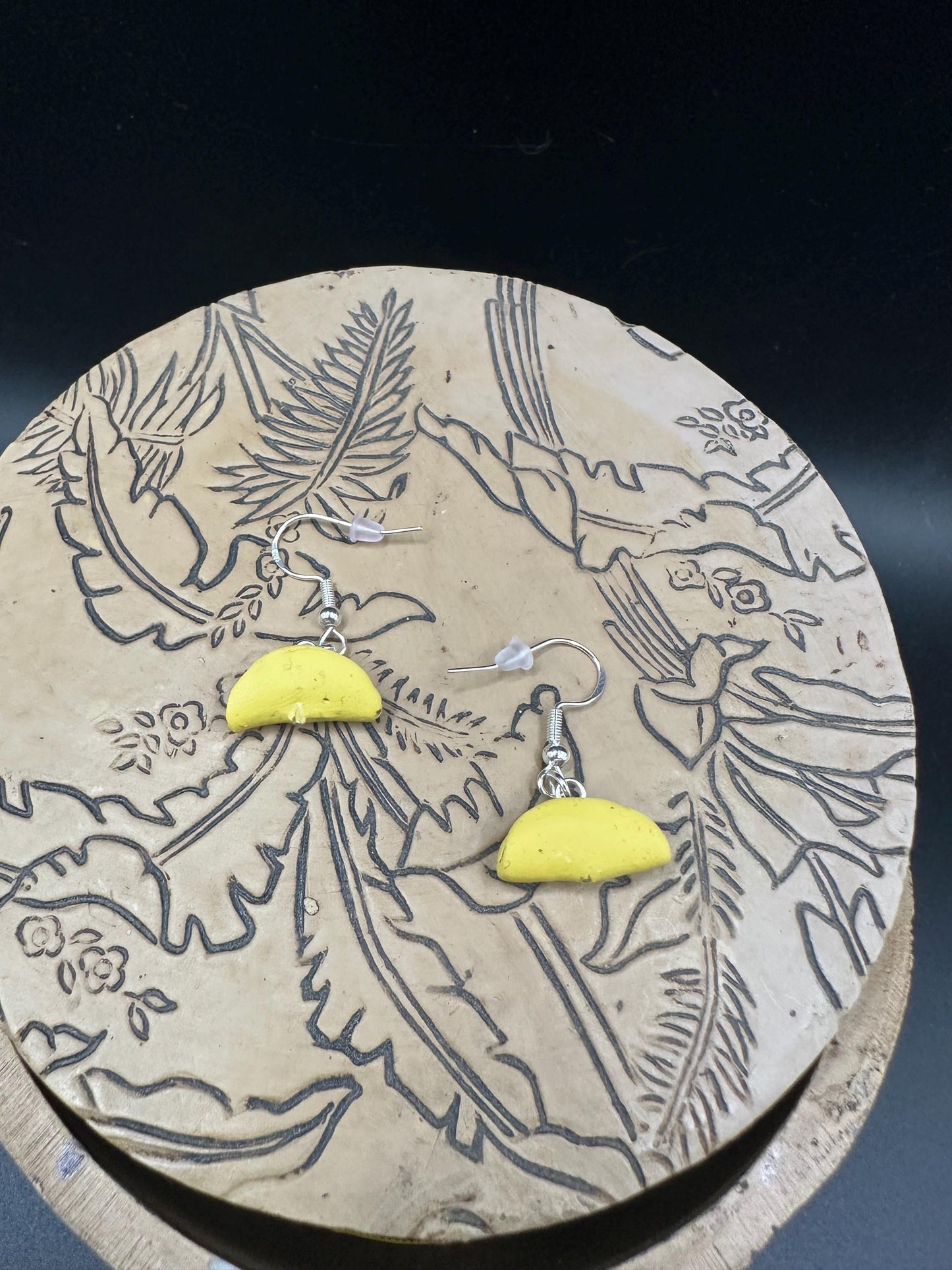 Taco Dangle Earrings - Polymer Clay - Stirling Silver Hooks