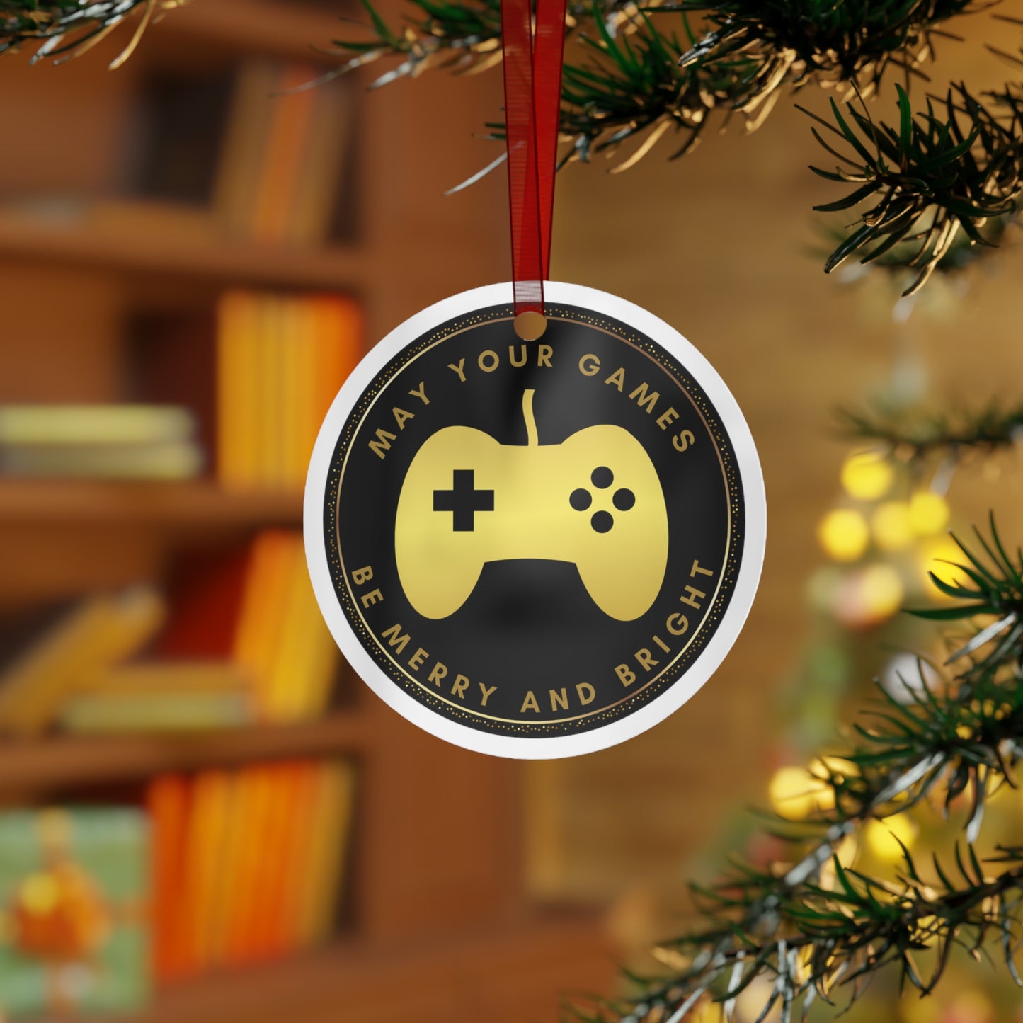 Gaming Christmas Ornament - Video Game Themed Holiday Decor - 'May Your Games Be Merry and Bright' Gamer Ornament for Christmas Tree