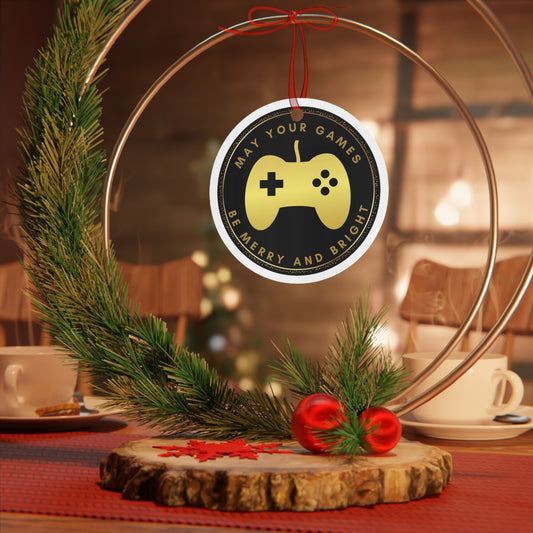 Gaming Christmas Ornament - Video Game Themed Holiday Decor - 'May Your Games Be Merry and Bright' Gamer Ornament for Christmas Tree