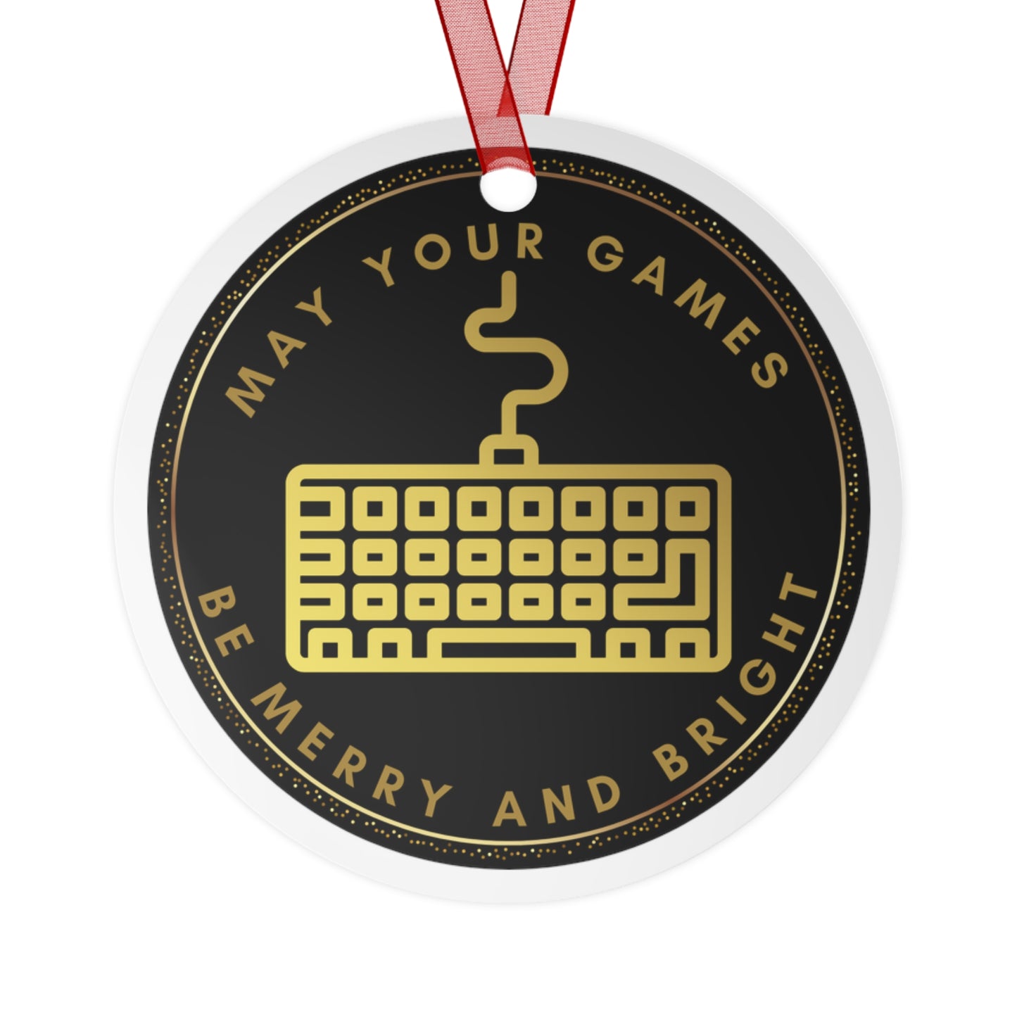 Gamer Christmas Ornament - Keyboard Design Holiday Decor - 'May Your Games Be Merry and Bright' Gaming Ornament for Christmas Tree