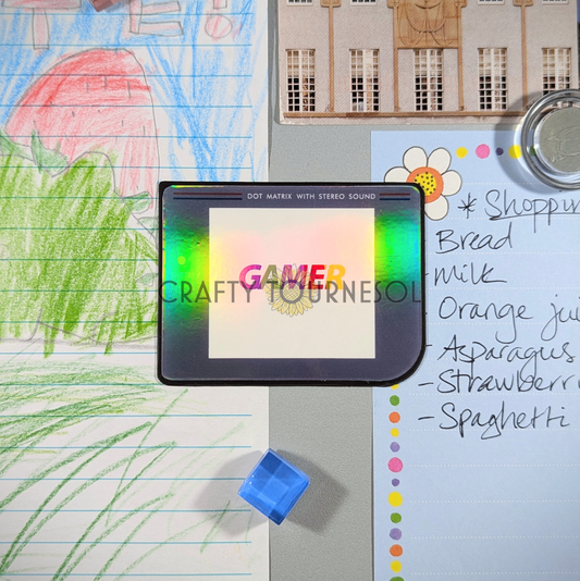 Gamer Vintage Handheld Console Holographic Sticker