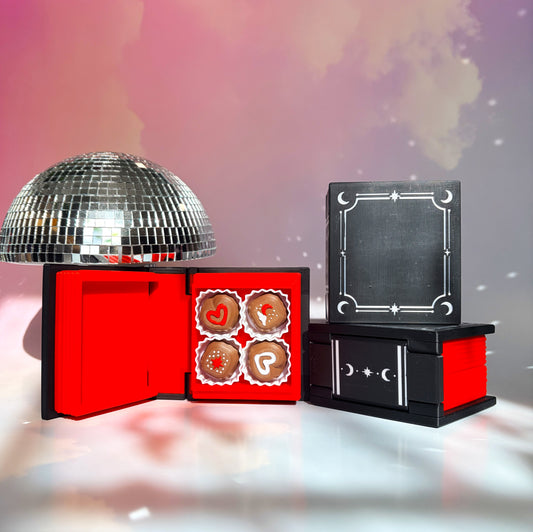 Twilight inspired book fidget clicker with chocolate box interior.