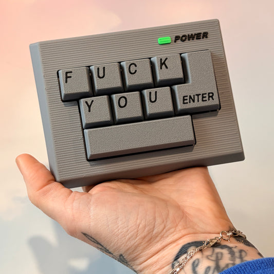 Gray 10-key fidget clicker Fuck You Mini Keyboard