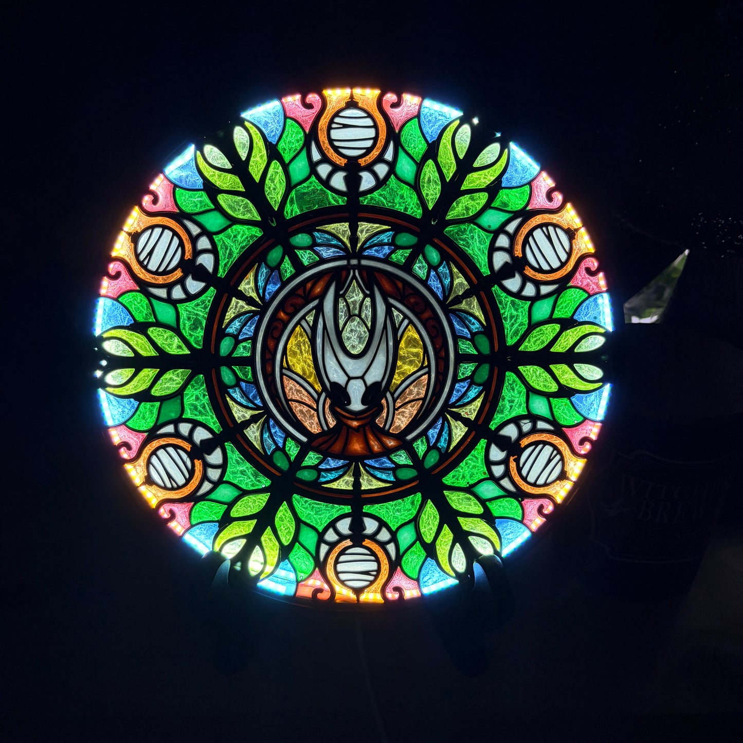 Handmade resin stained glass fantasy wall art with LED lighting
