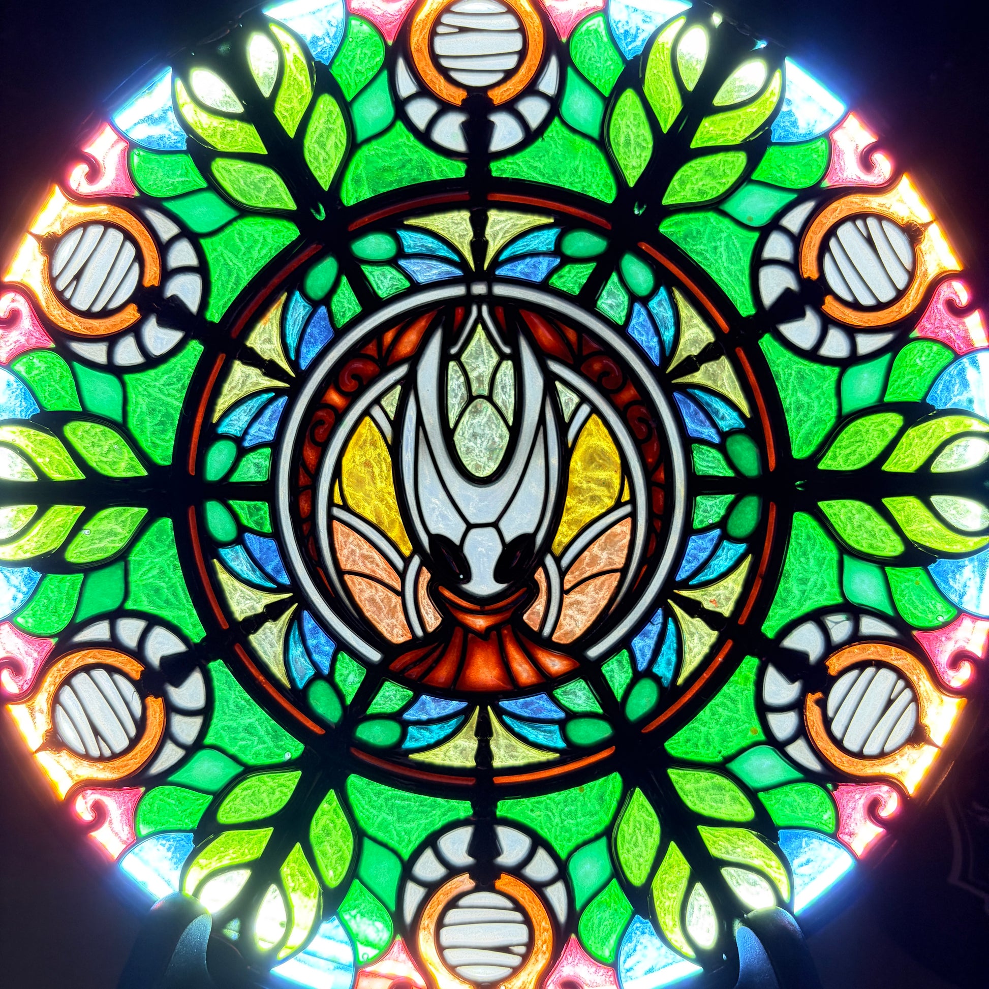 Handmade resin stained glass fantasy wall art with LED lighting