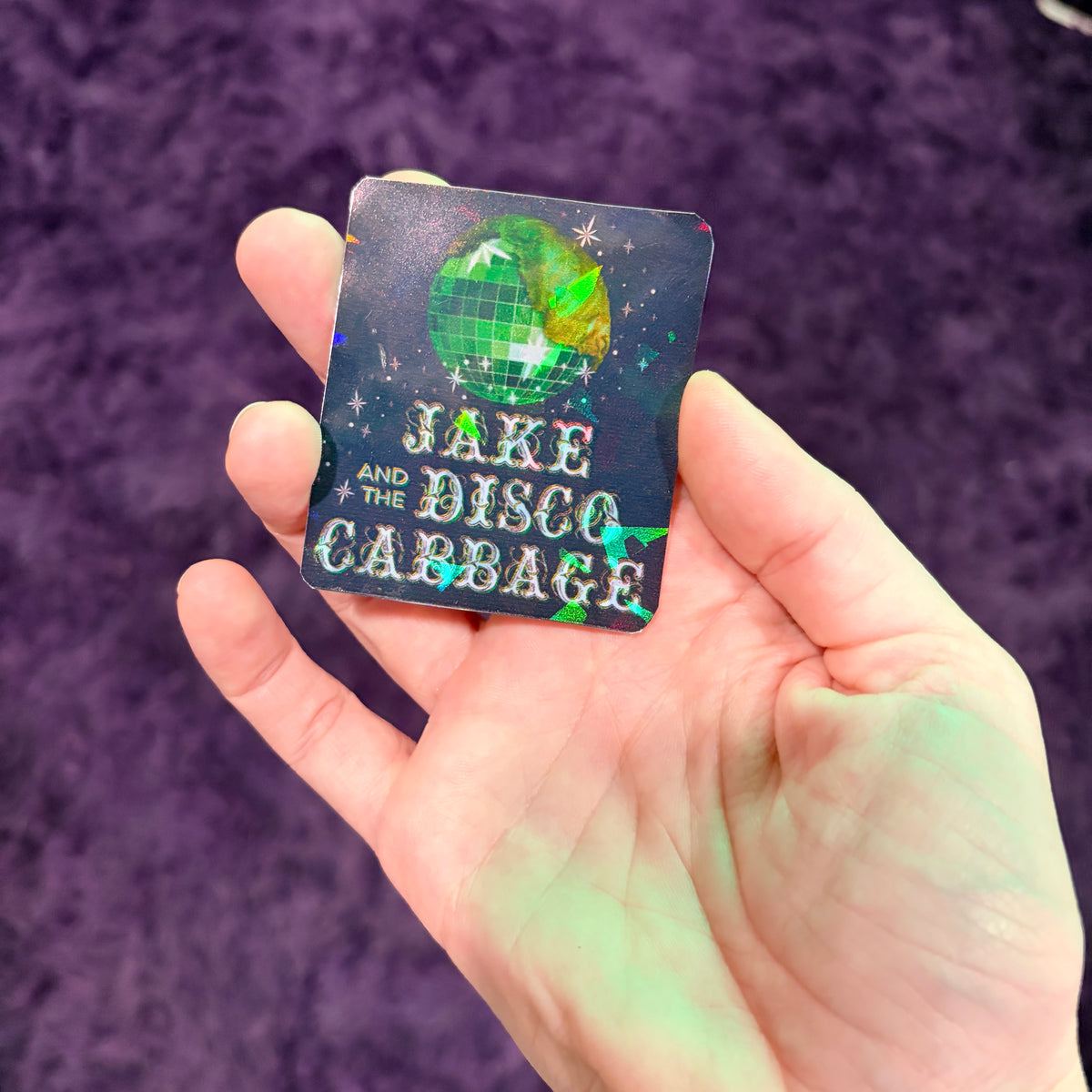 Jake and the Disco Cabbage Holographic Vinyl Sticker