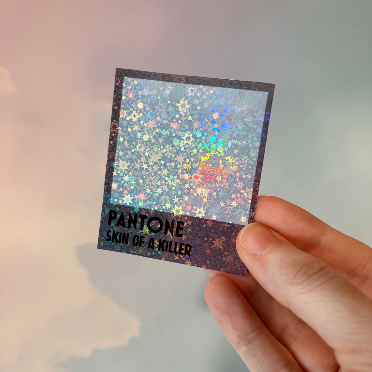 Twilight-inspired paint sample sticker styled like a paint store color card, available with “Hoa Hoa” or “Skin of a Killer” vampire-themed text.