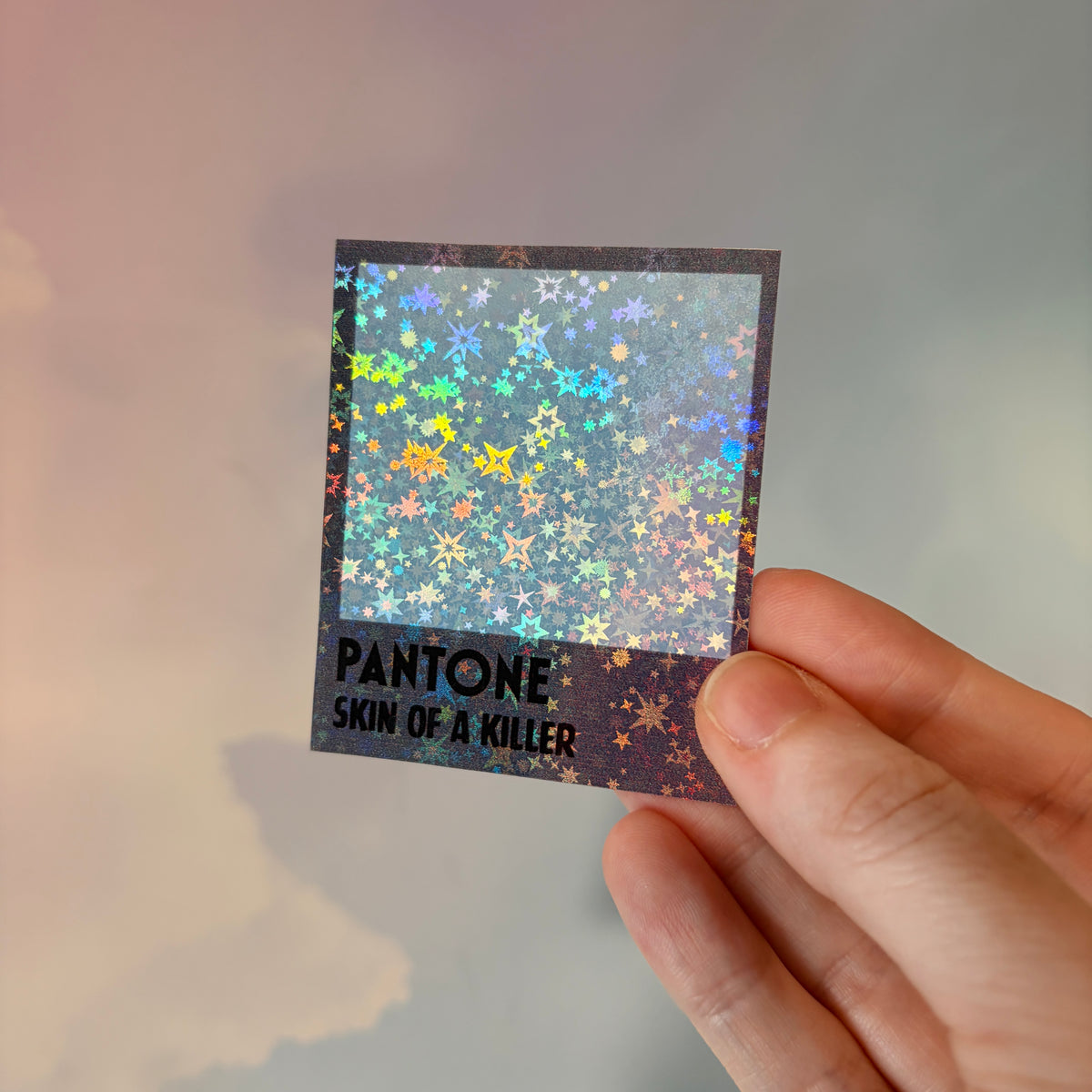 Twilight-inspired paint sample sticker styled like a paint store color card, available with “Hoa Hoa” or “Skin of a Killer” vampire-themed text.