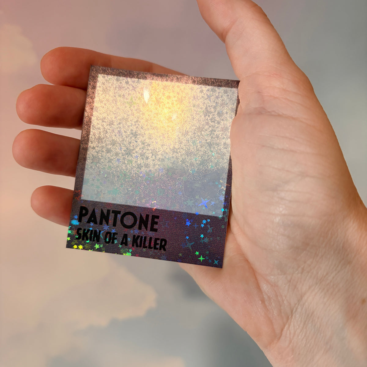 Twilight-inspired paint sample sticker styled like a paint store color card, available with “Hoa Hoa” or “Skin of a Killer” vampire-themed text.