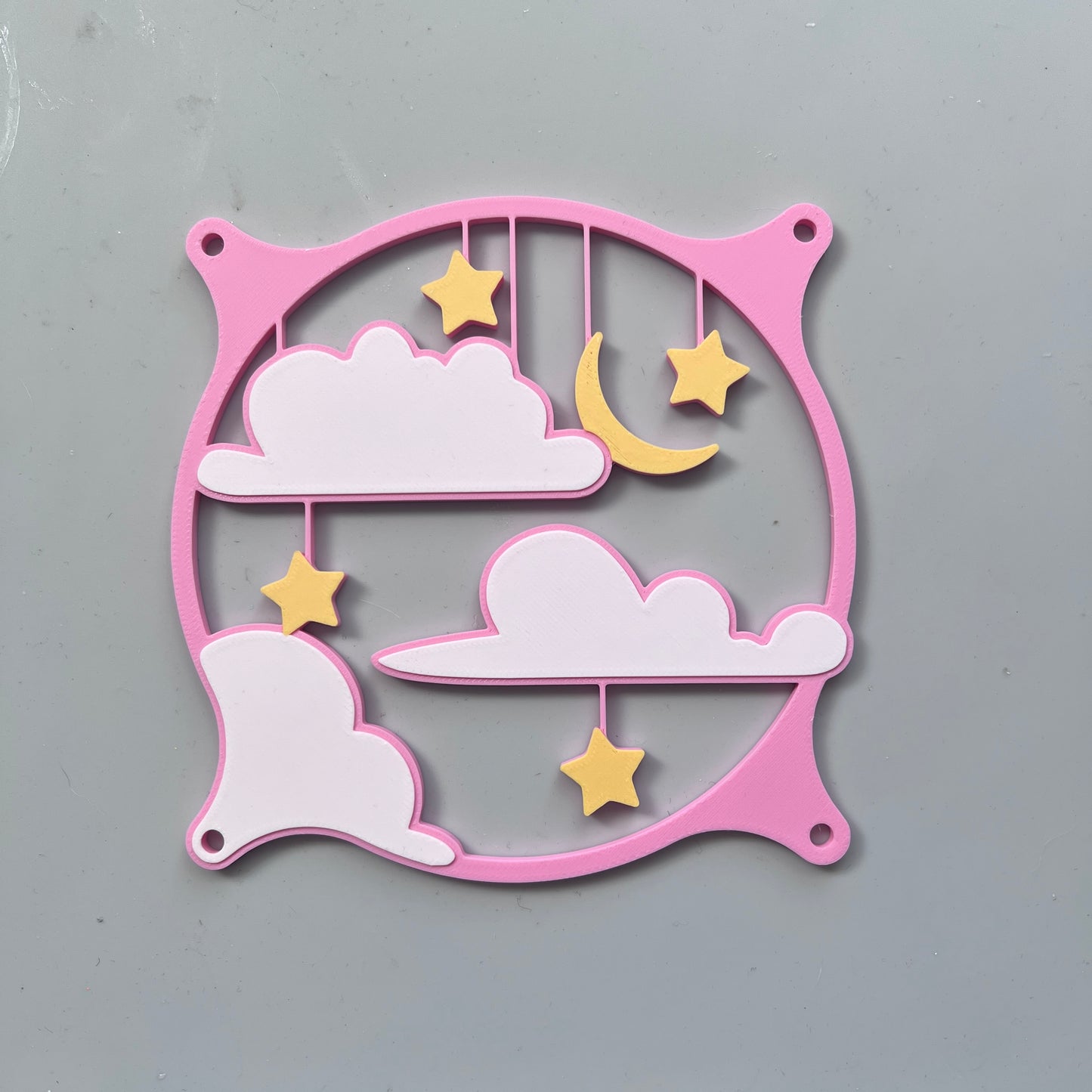 Whimsical Cloud and Stars PC Fan Grill Cover | PC Mod