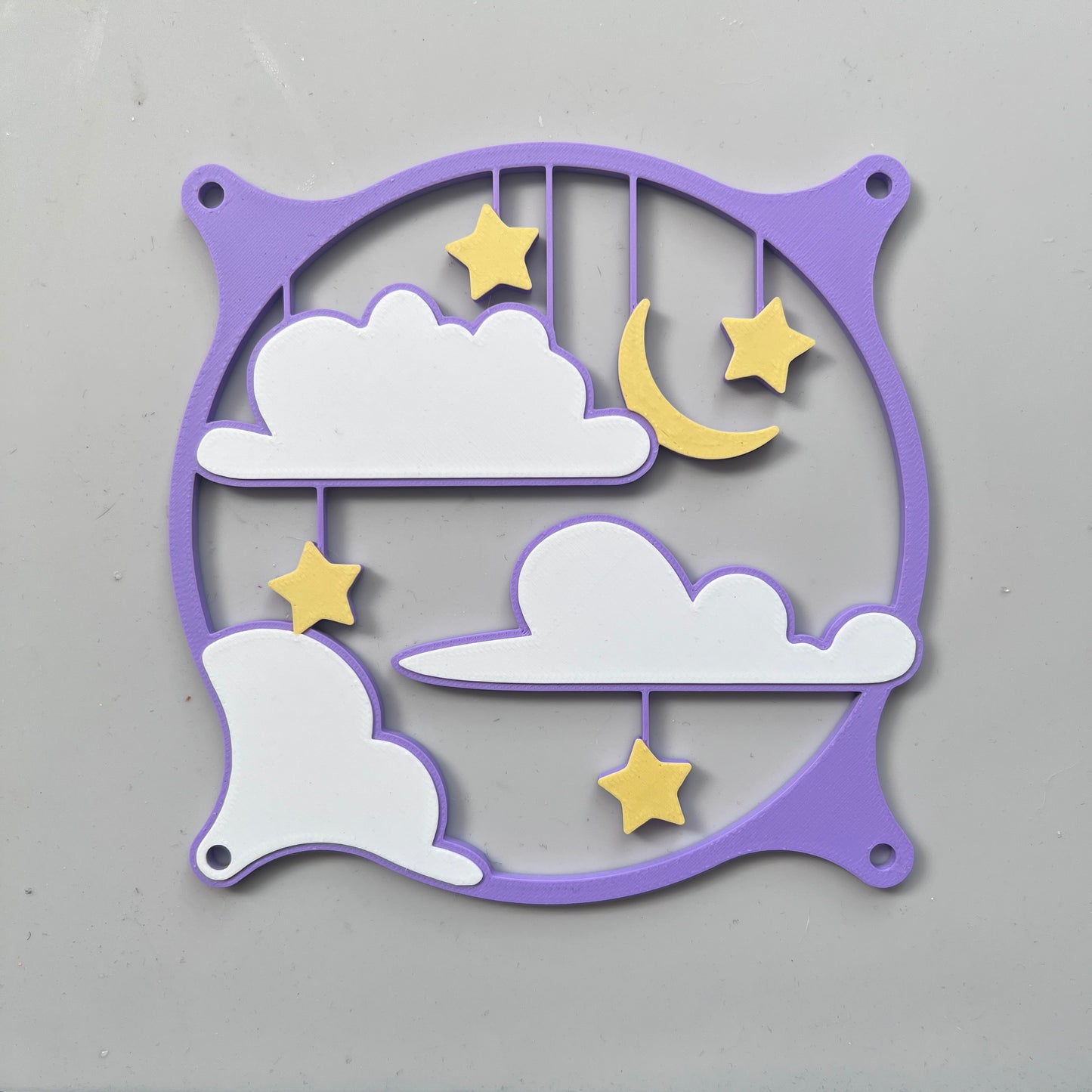 Whimsical Cloud and Stars PC Fan Grill Cover | PC Mod