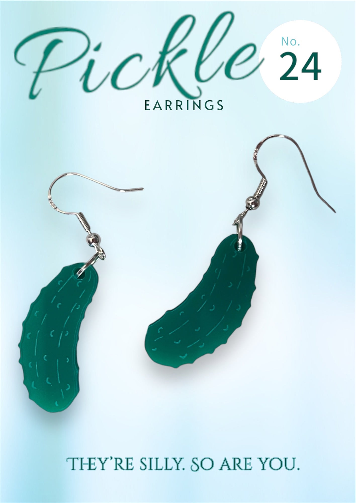 Green acrylic pickle earrings with detailed texture. Fun and quirky dangle earrings perfect for pickle lovers, foodies, or unique statement jewelry.