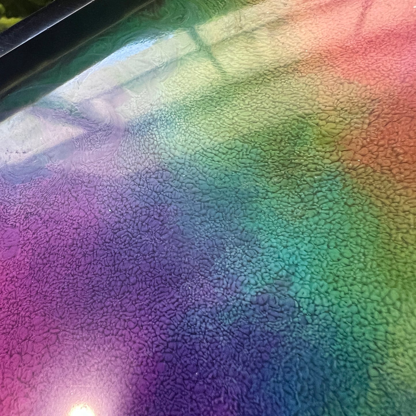 Handmade resin trinket tray with a vibrant rainbow petri pattern. Perfect as a jewelry holder, catchall dish, or colorful home decor accent.