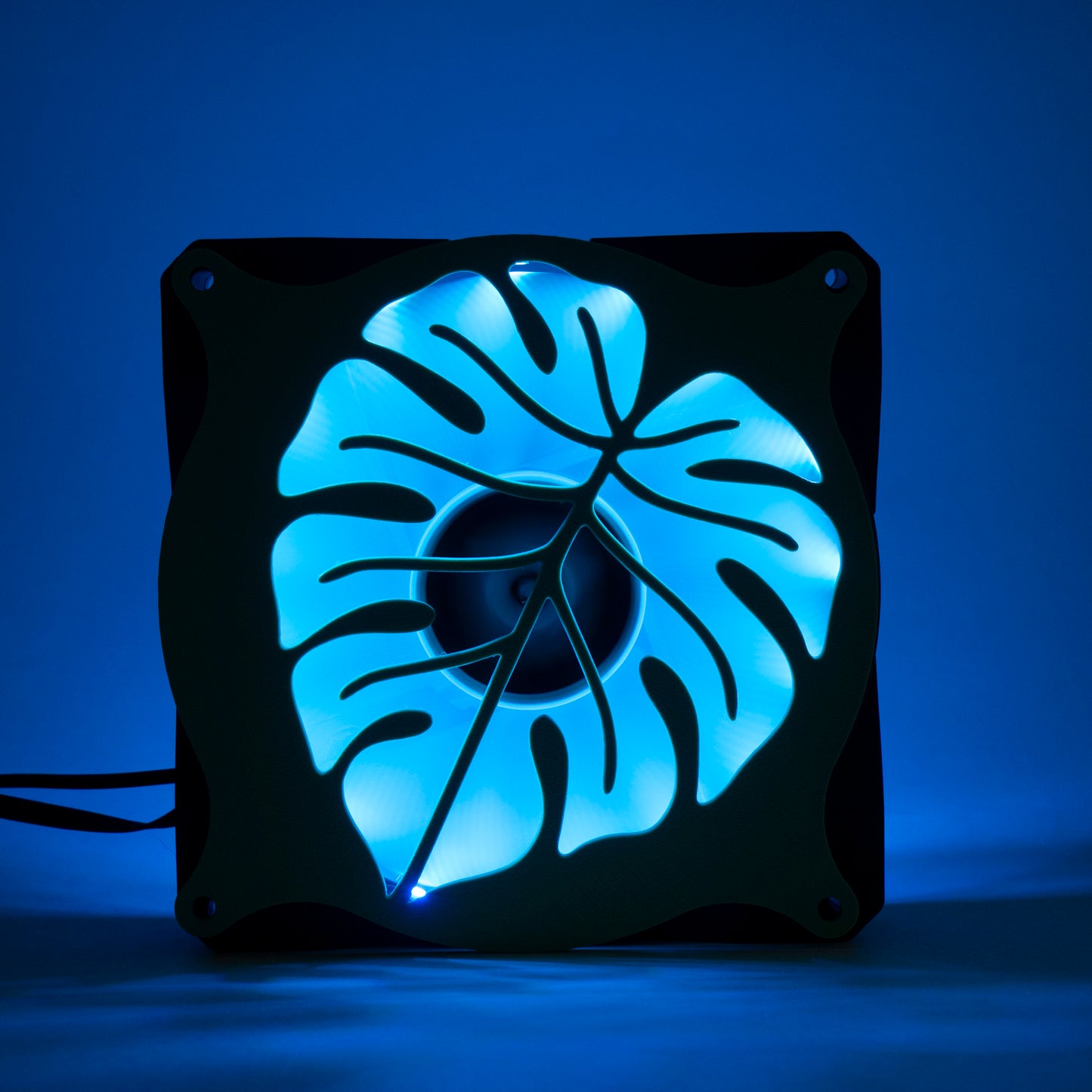 A 3D printed monstera leaf PC fan grill for plant lovers and cozy gamer setups. Adds botanical flair to any gaming tower or aesthetic workspace.