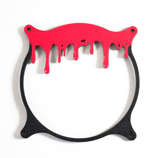3D printed blood drip fan grill for PC case mods. Adds spooky horror vibes to any gaming setup. Perfect for Halloween or creepy gamer aesthetics.