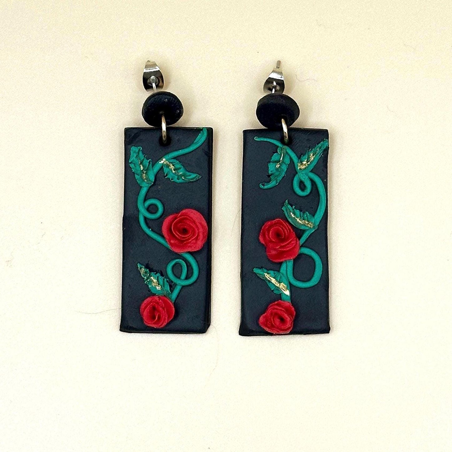 Polymer Clay Rose Garden Dangle Earrings