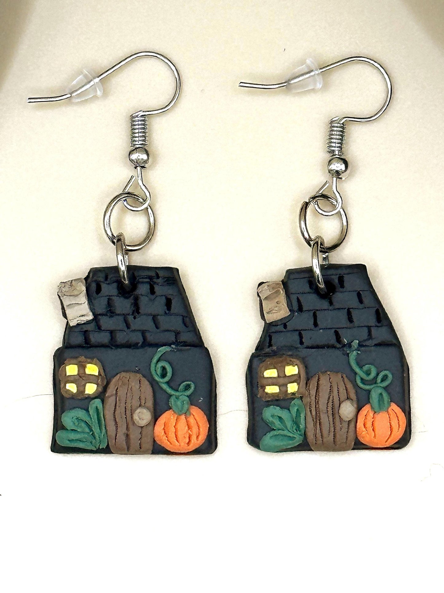 Witch Cottage Polymer Clay Dangle Earrings