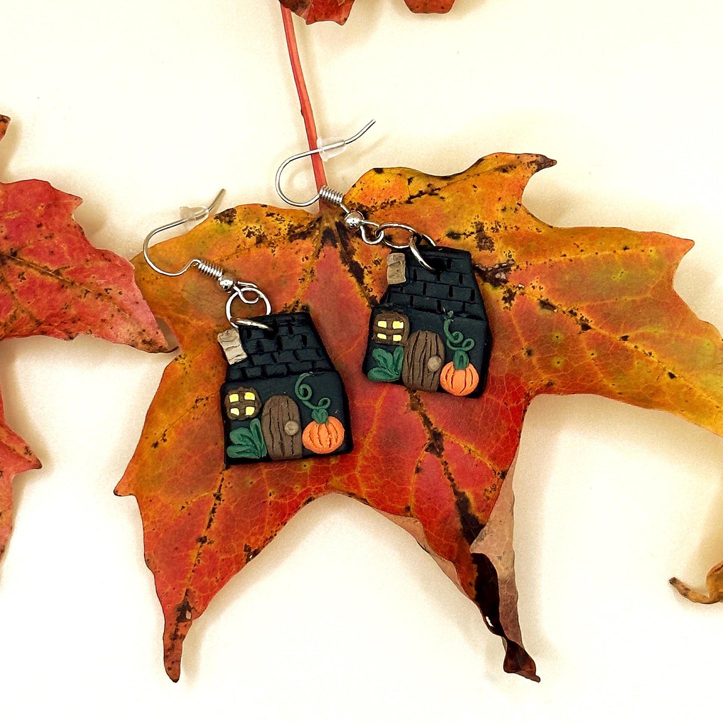 Witch Cottage Polymer Clay Dangle Earrings