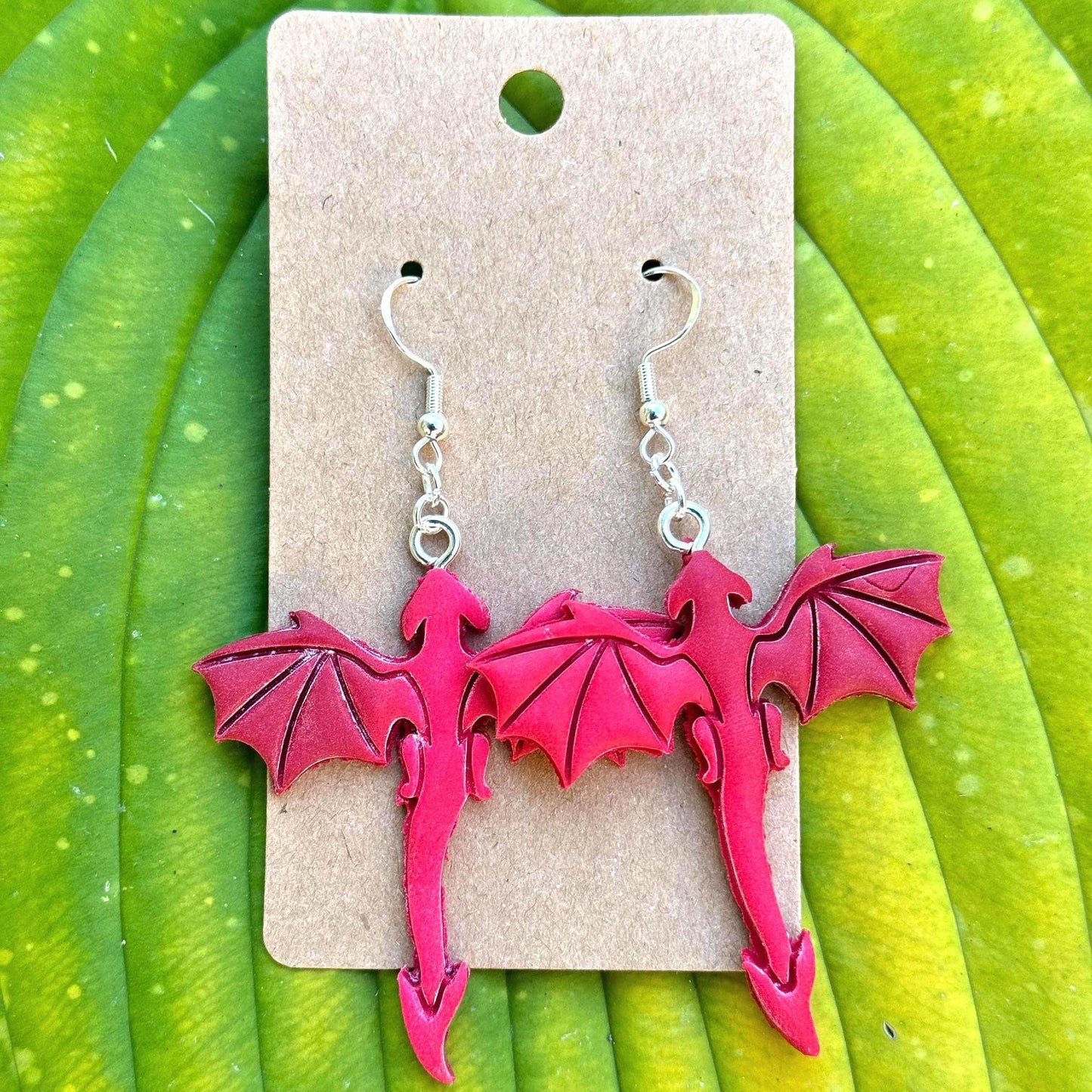Red Dragon Dangle Earrings: Fantasy Gamer Jewelry