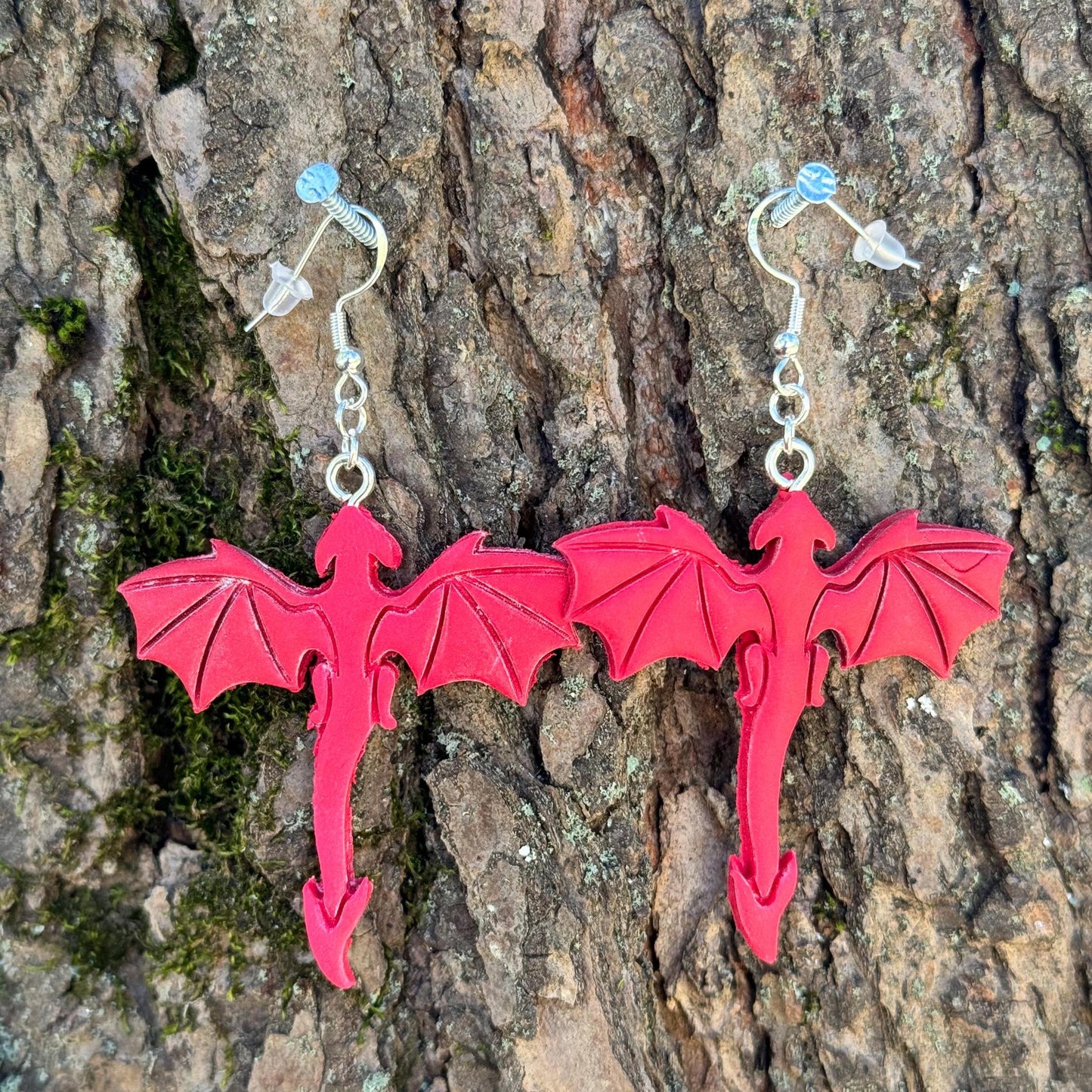 Red Dragon Dangle Earrings: Fantasy Gamer Jewelry