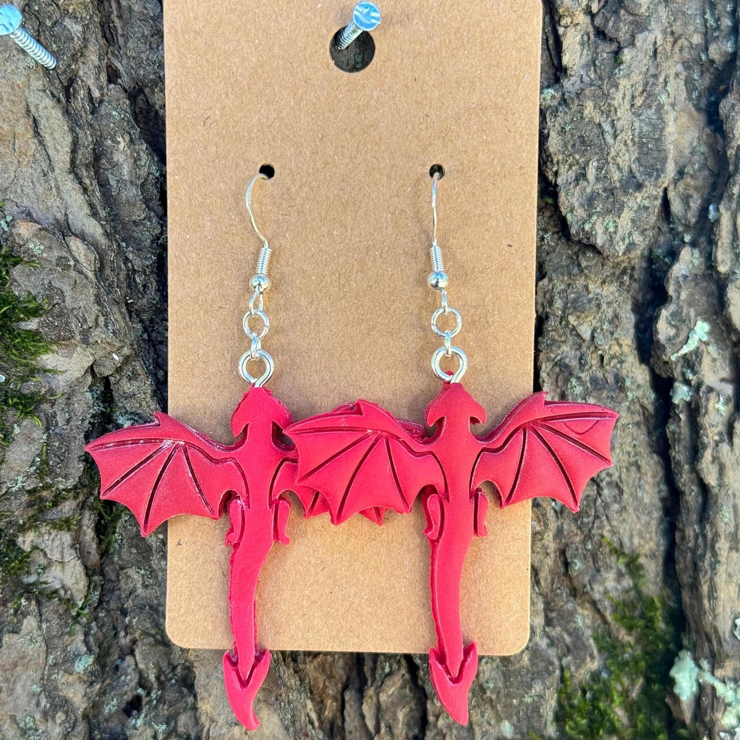 Red Dragon Dangle Earrings: Fantasy Gamer Jewelry