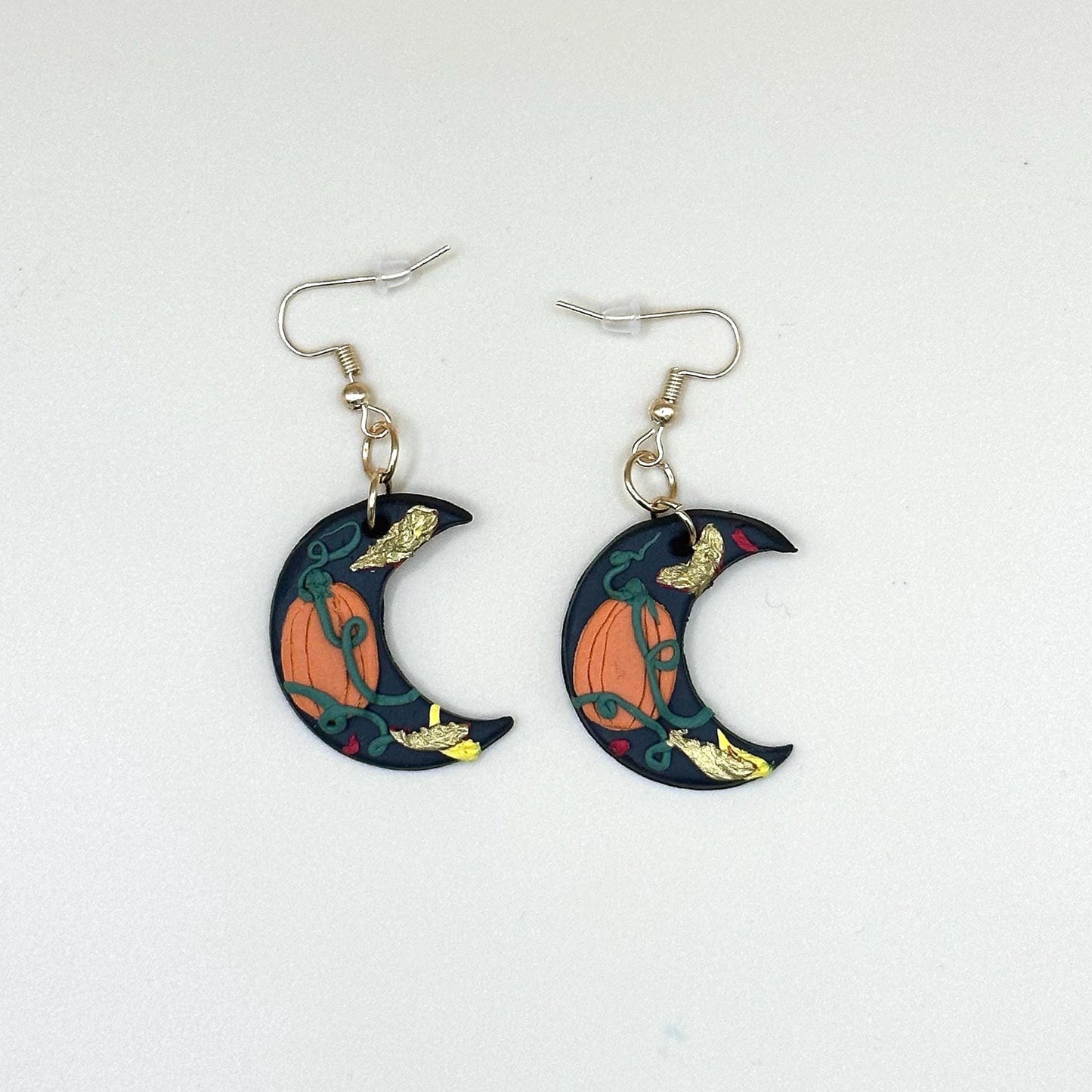 Pumpkin Moon Polymer Clay Earrings