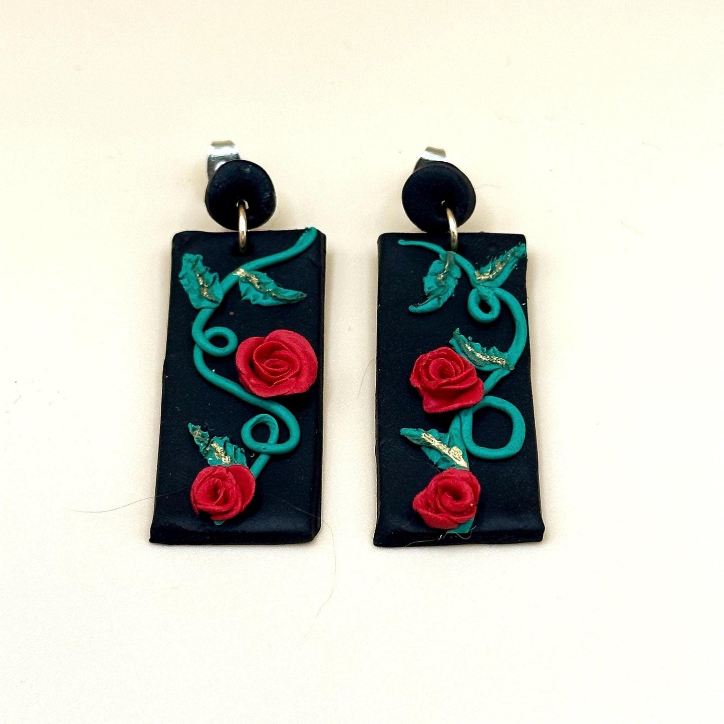 Polymer Clay Rose Garden Dangle Earrings