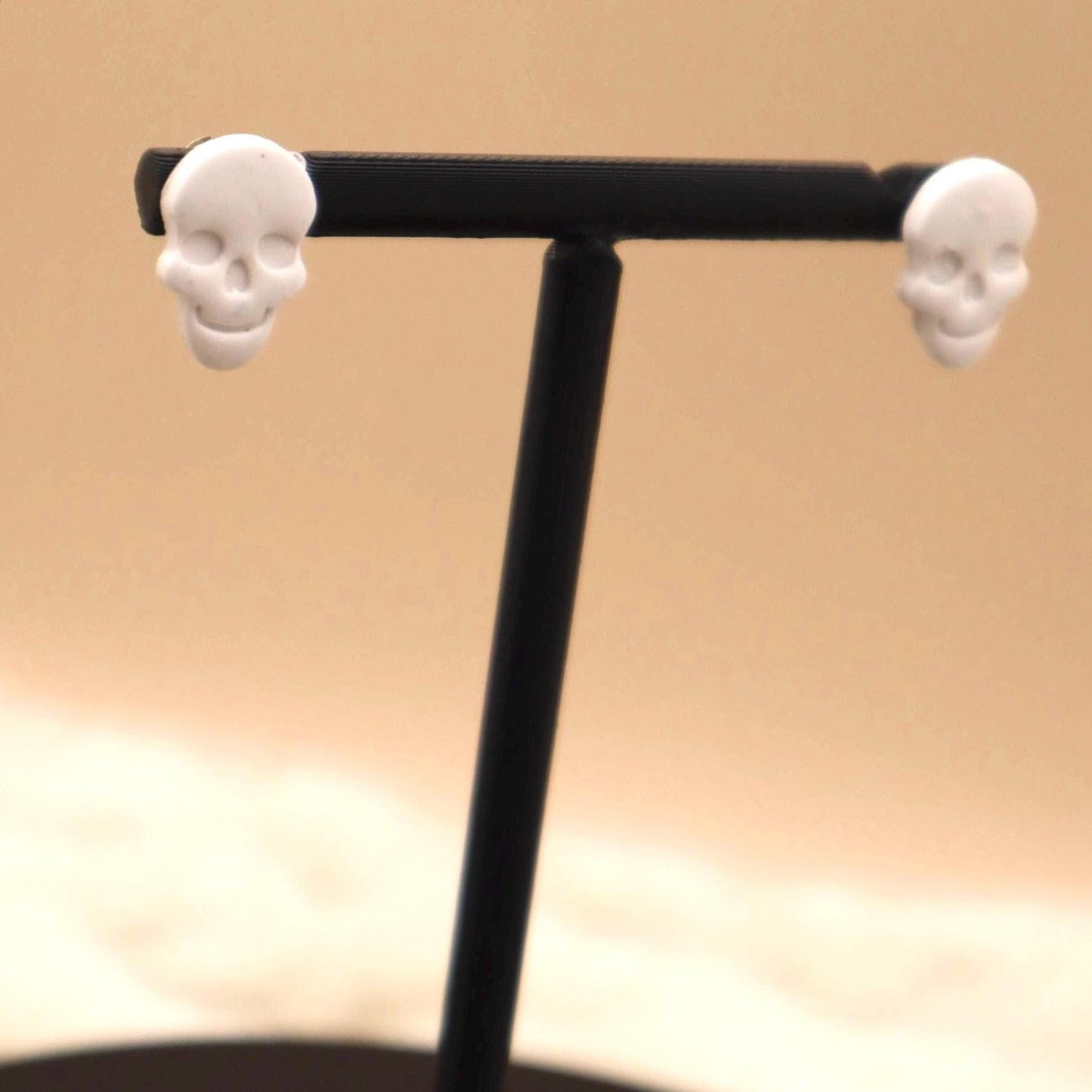 Clay Skull Stud Earrings: Polymer Clay, Steel Posts