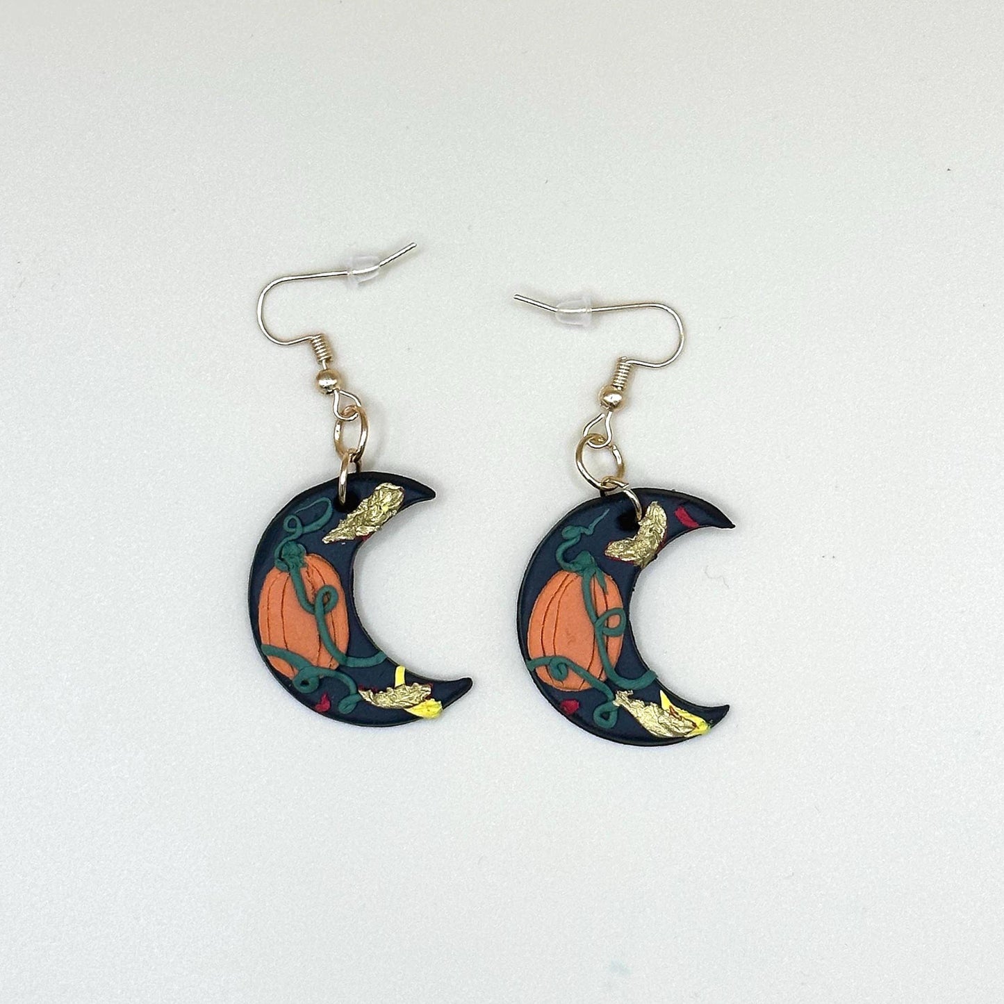 Pumpkin Moon Polymer Clay Earrings