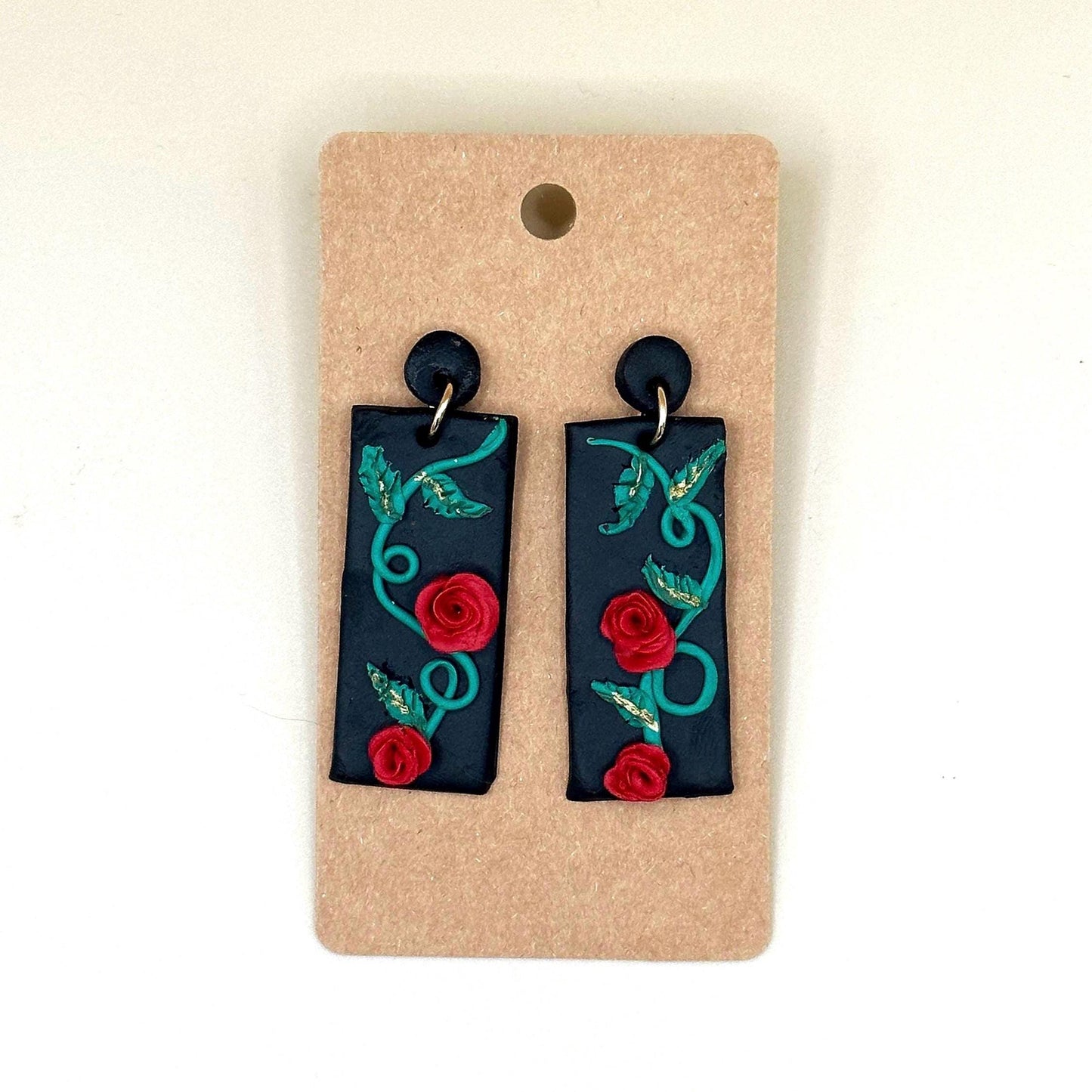Polymer Clay Rose Garden Dangle Earrings
