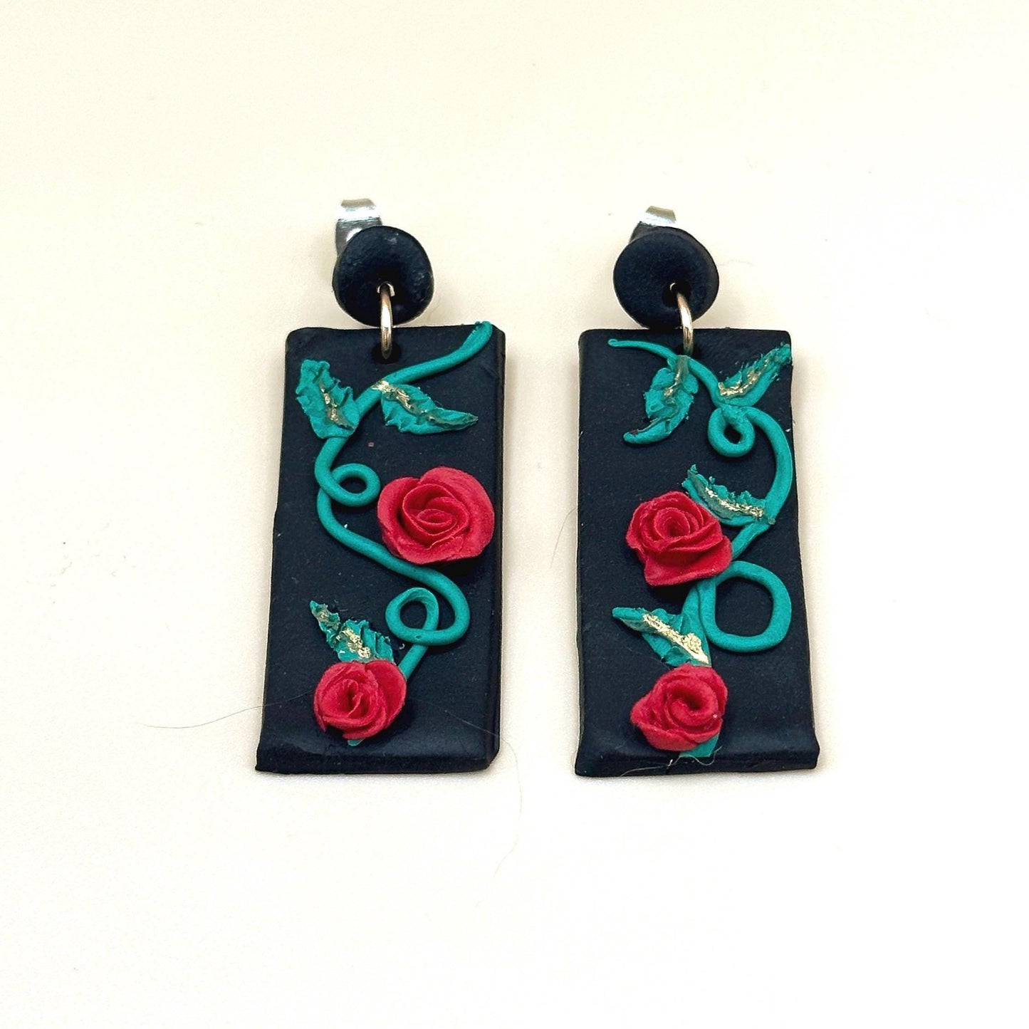 Polymer Clay Rose Garden Dangle Earrings