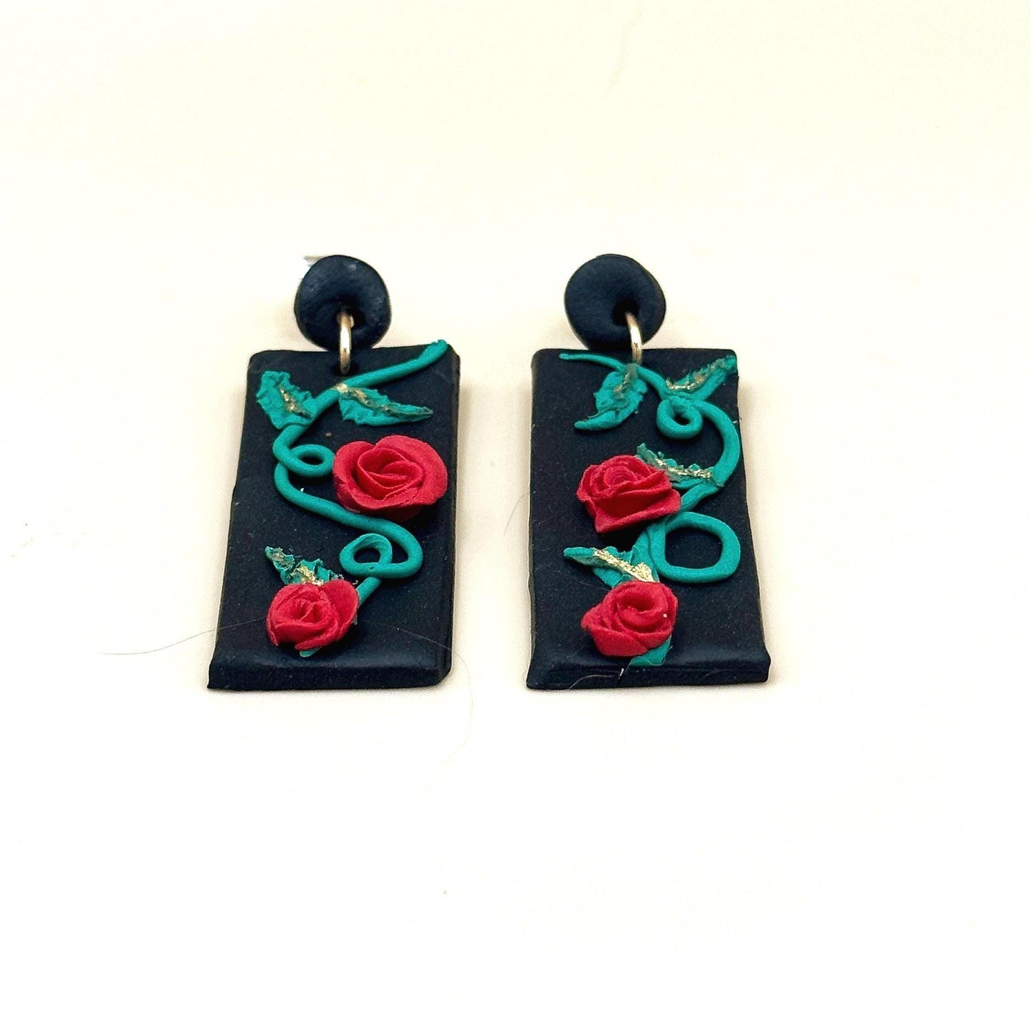 Polymer Clay Rose Garden Dangle Earrings