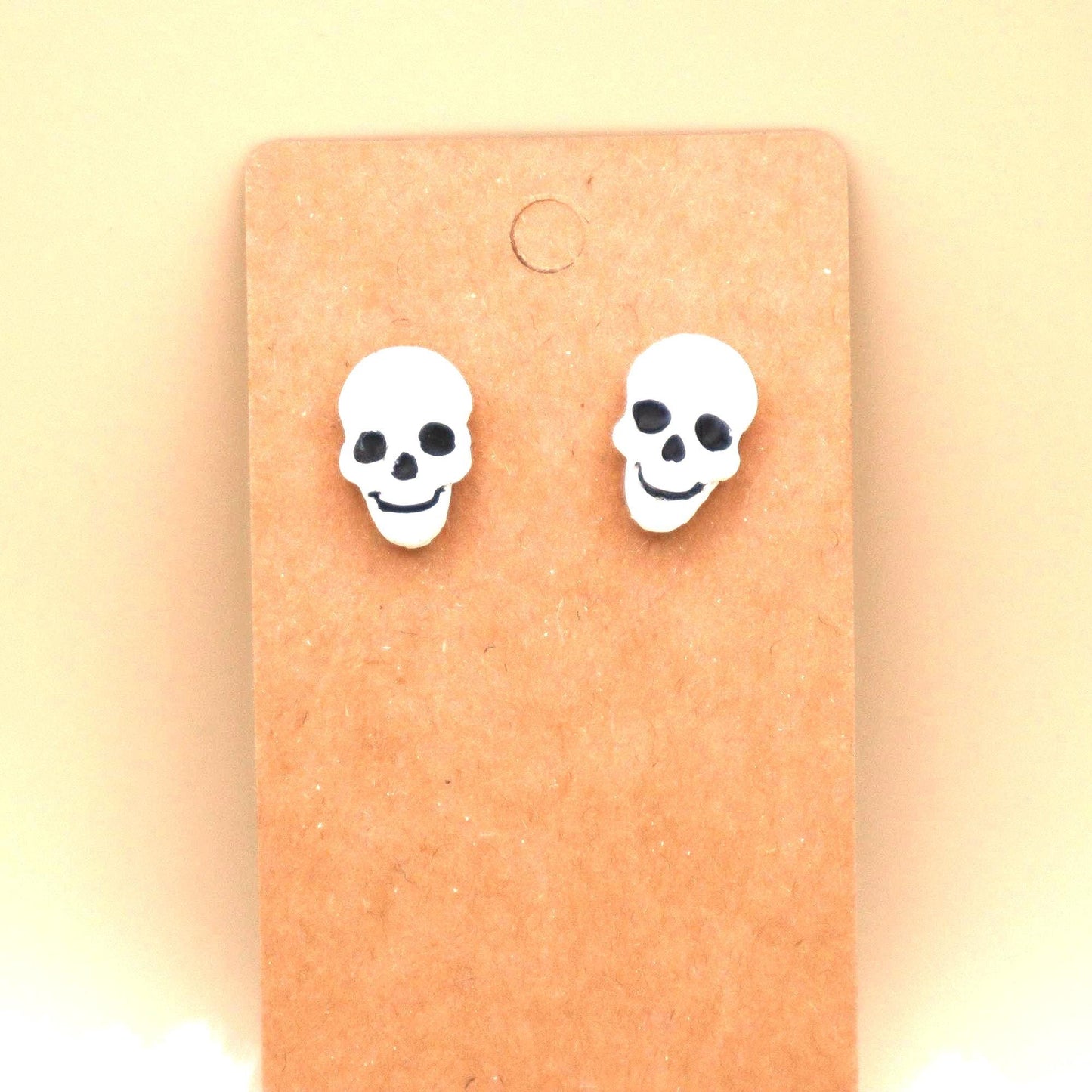 Polymer Clay Smiling Skull Stud Earrings (16mm)