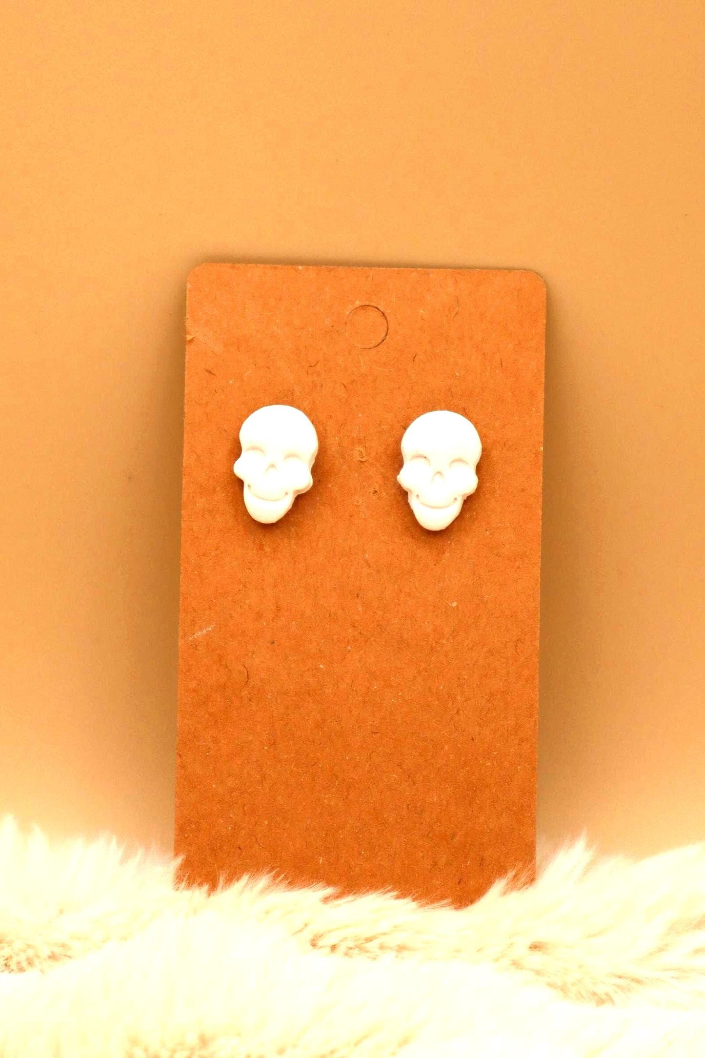 Clay Skull Stud Earrings: Polymer Clay, Steel Posts