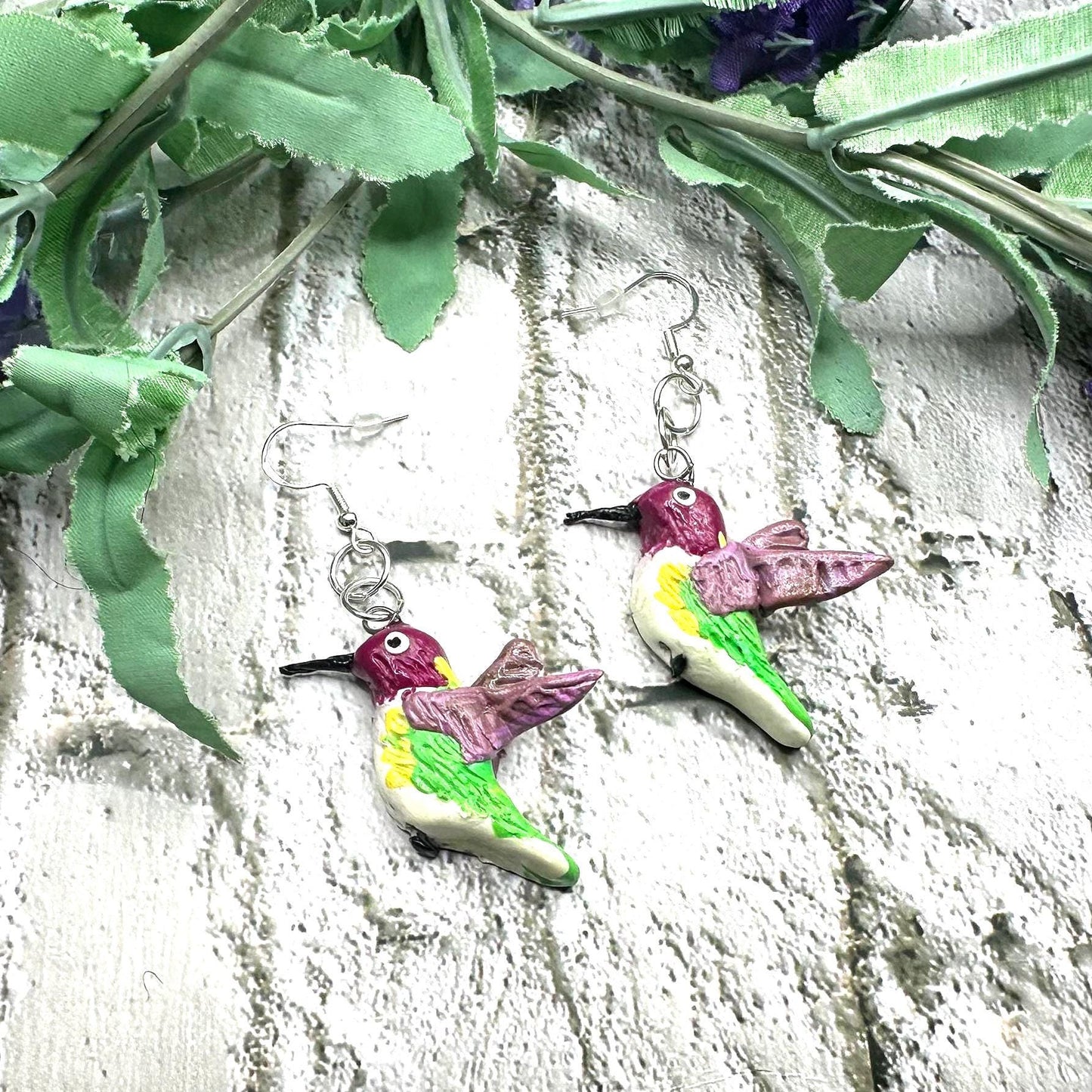 Handmade Hummingbird Polymer Clay earrings