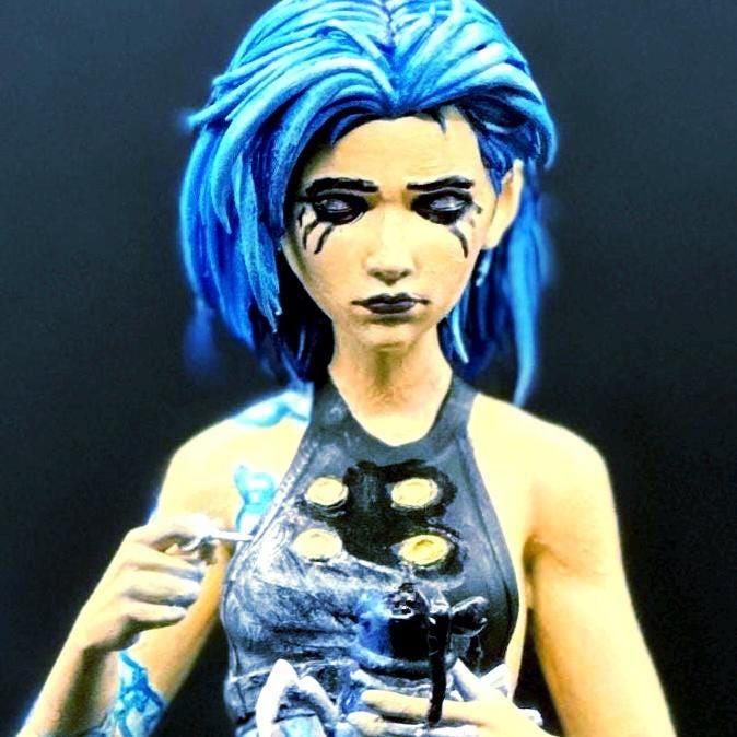 Arcane Jinx Figure: 9.3" Grey Resin Model (Some Assembly Required)