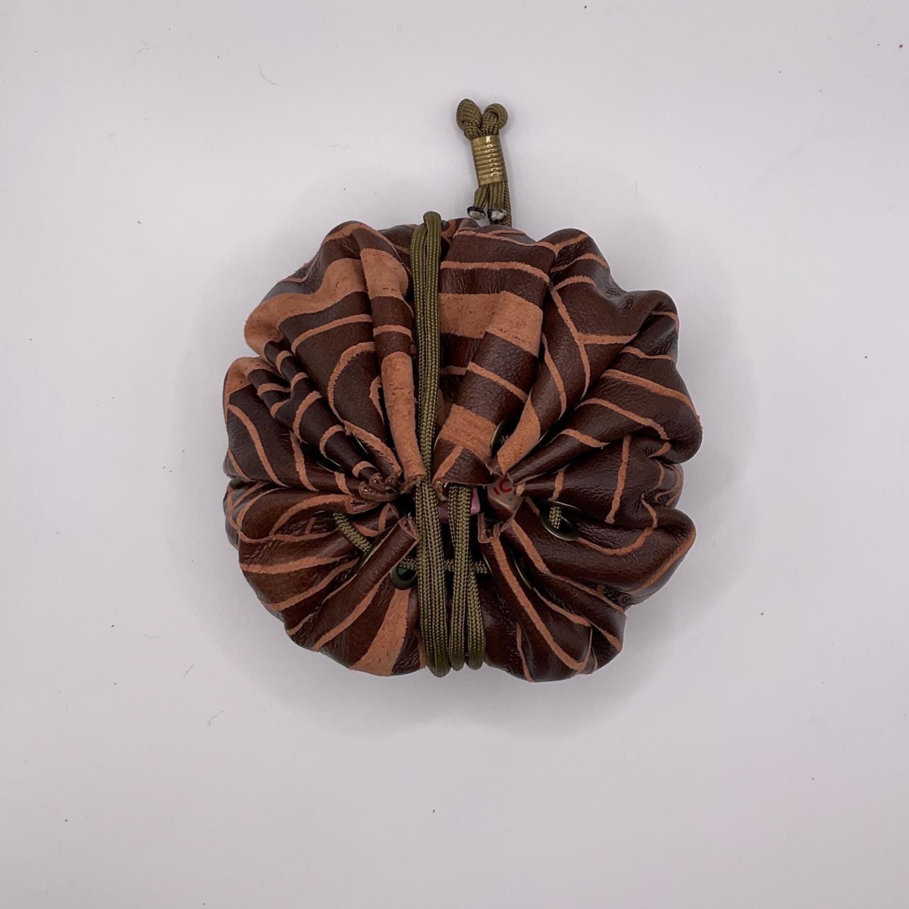 Hand-Etched Leather Dice Bag | Upcycled Italian Leather TTRPG Pouch