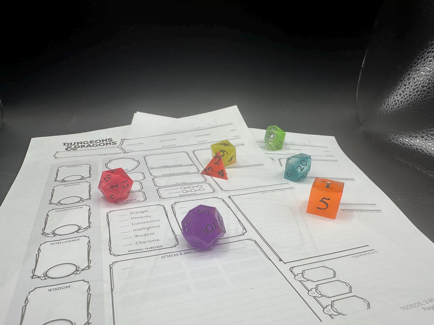 Handmade Rainbow Glow in the Dark Dice Set – RPG DnD Dice