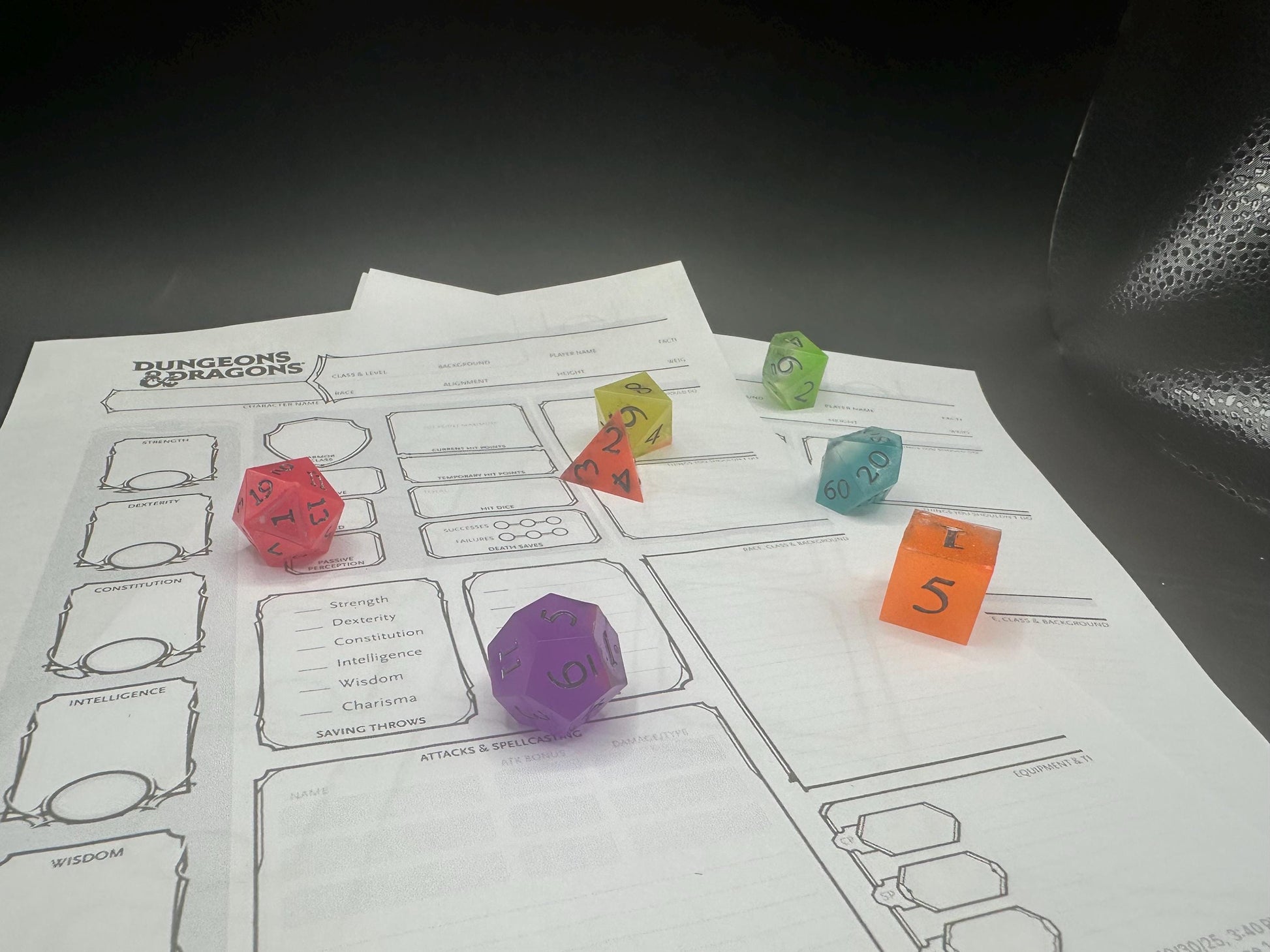 Handmade Rainbow Glow in the Dark Dice Set – RPG DnD Dice