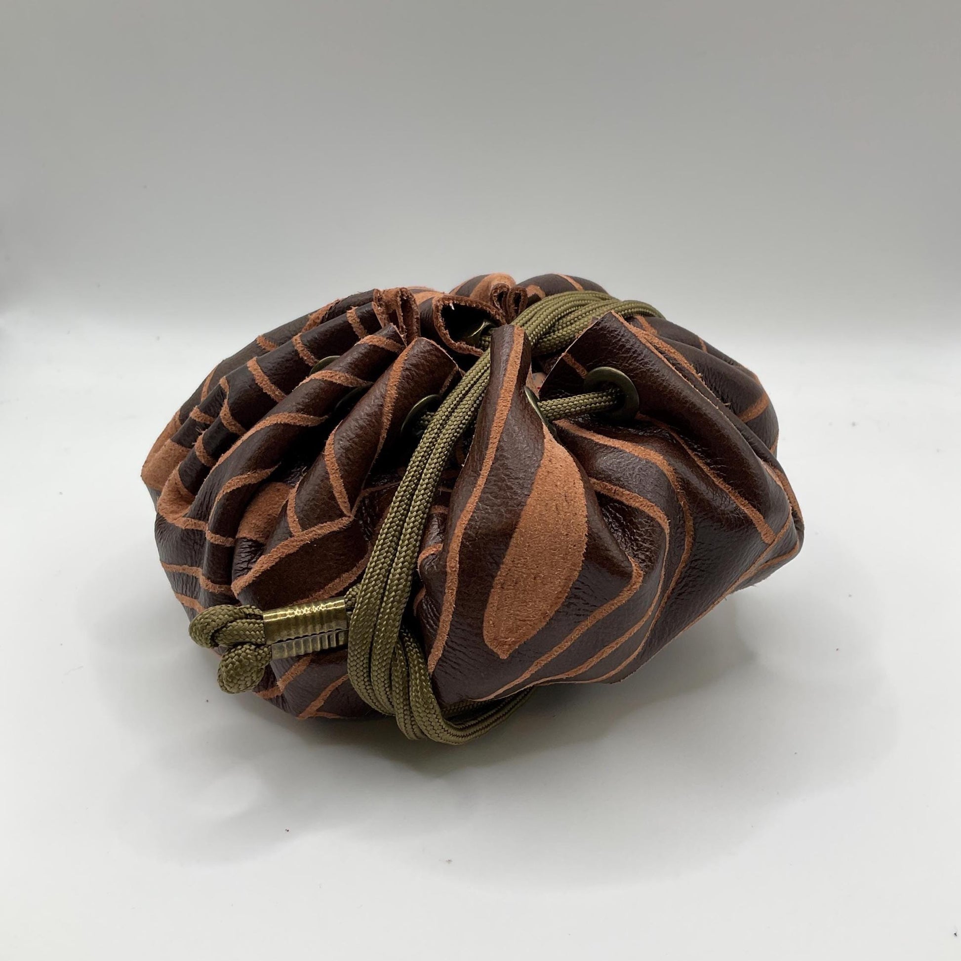 Hand-Etched Leather Dice Bag | Upcycled Italian Leather TTRPG Pouch