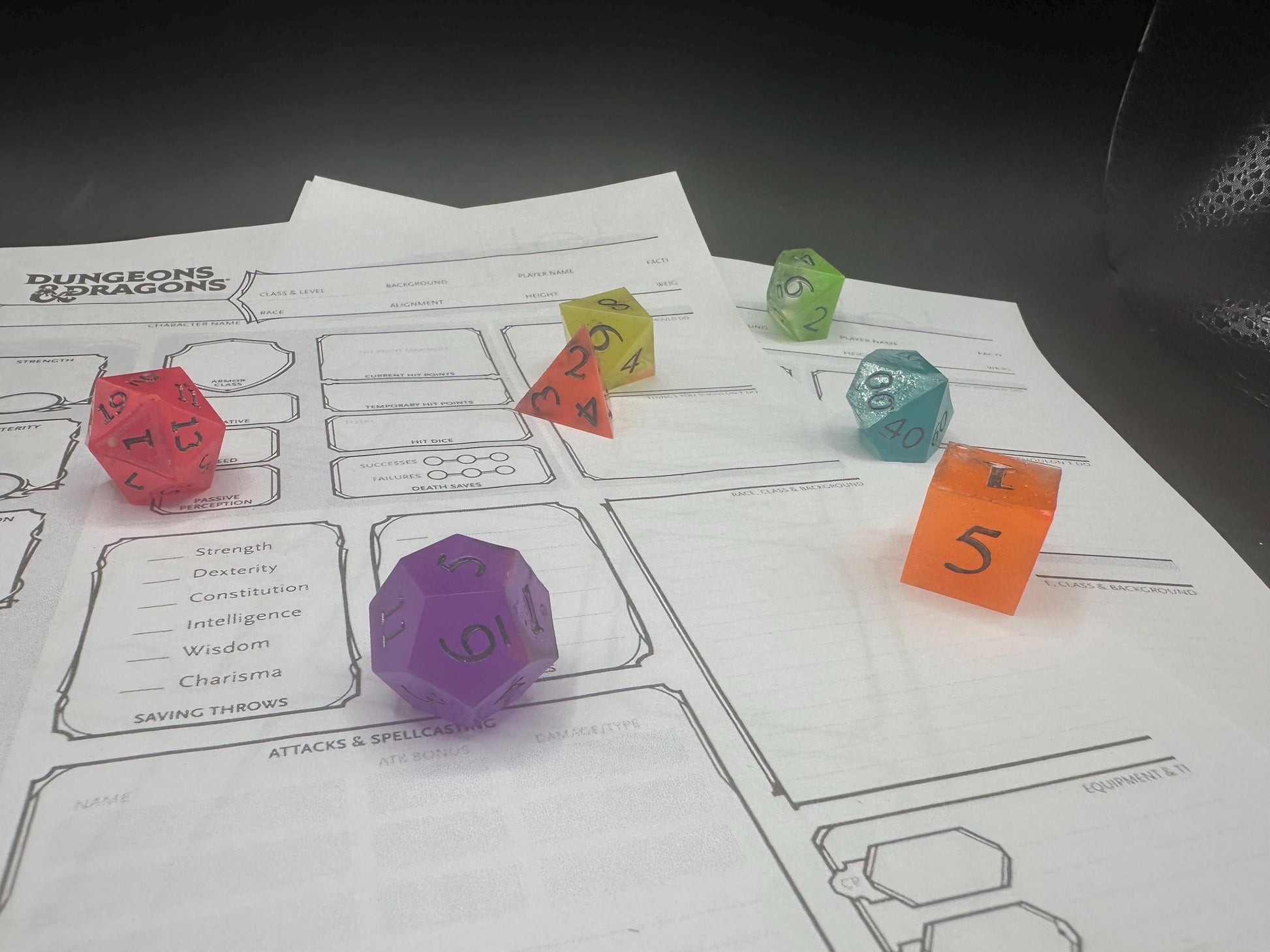 Handmade Rainbow Glow in the Dark Dice Set – RPG DnD Dice