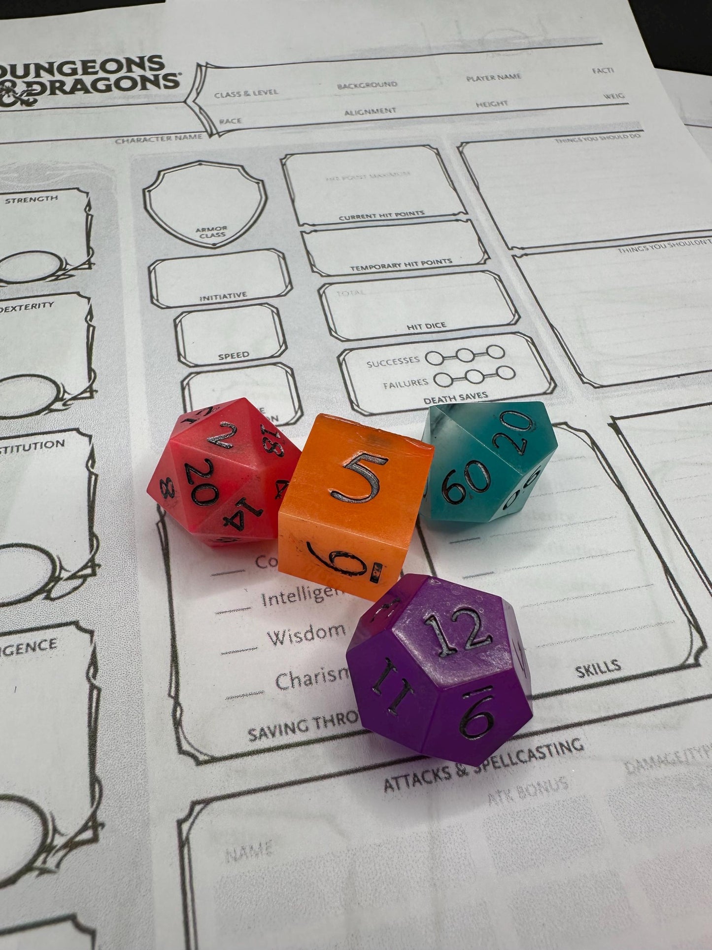 Handmade Rainbow Glow in the Dark Dice Set – RPG DnD Dice
