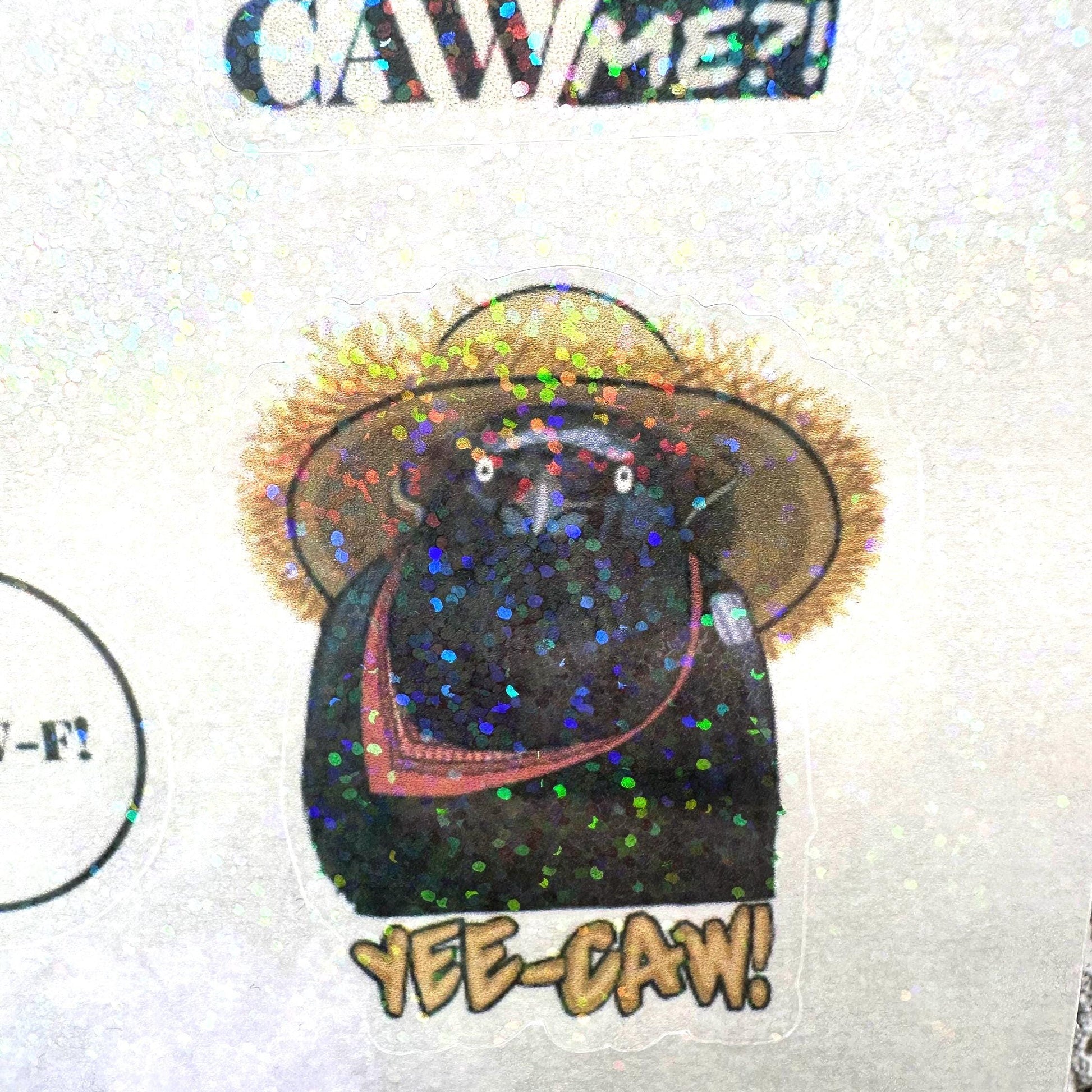 Raven crow pun sticker sheet with funny bird wordplay. Gothic humor vinyl stickers featuring ravens and crows, perfect for laptops, journals, water bottles, and gifts.