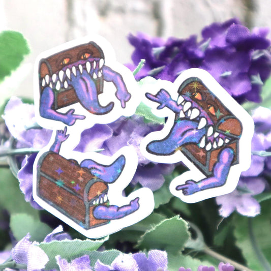DnD Mimic Spiderman Meme Holographic Sticker
