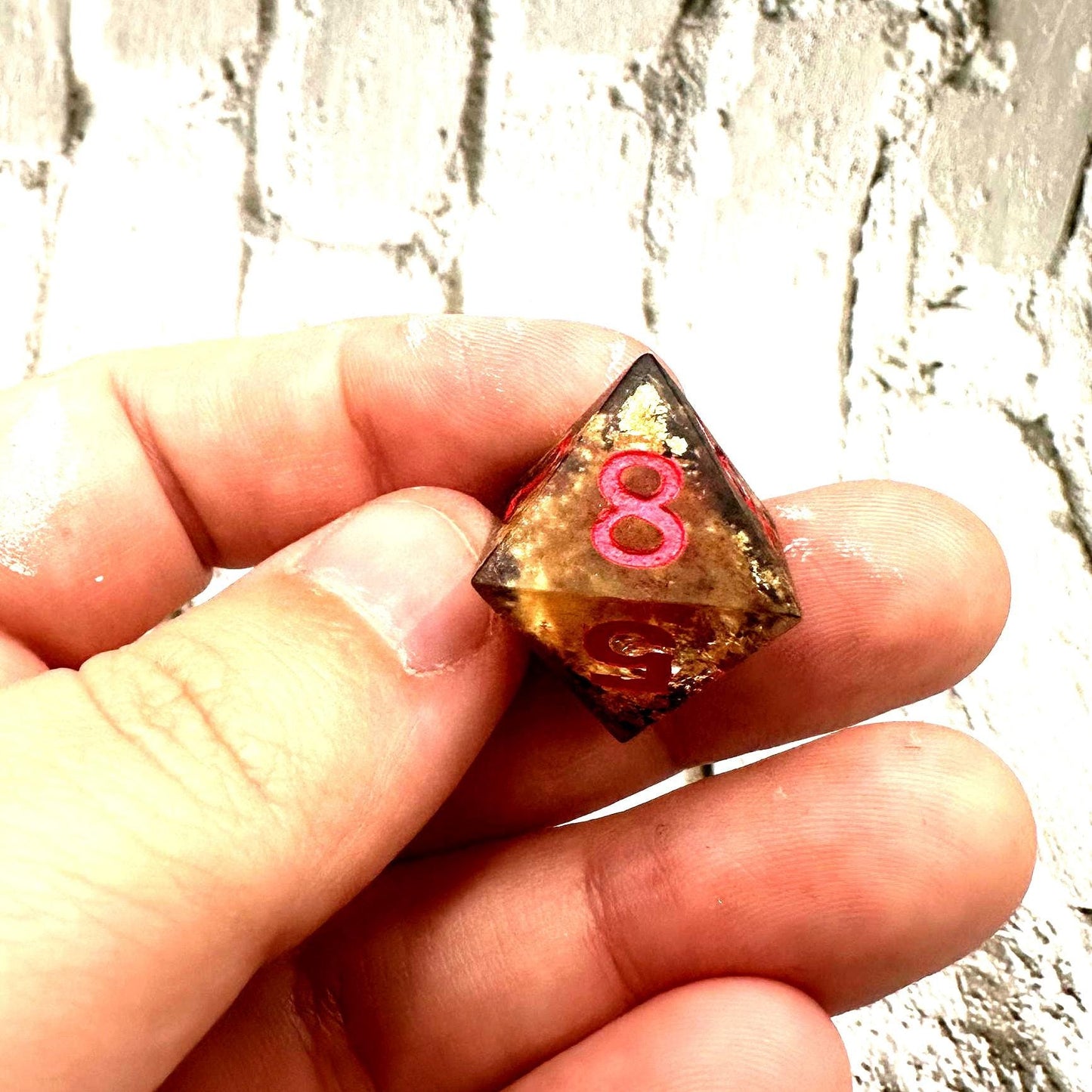 Lava Geode Glow in the Dark Dice Set: Sharp Edge Polyhedral DnD Dice